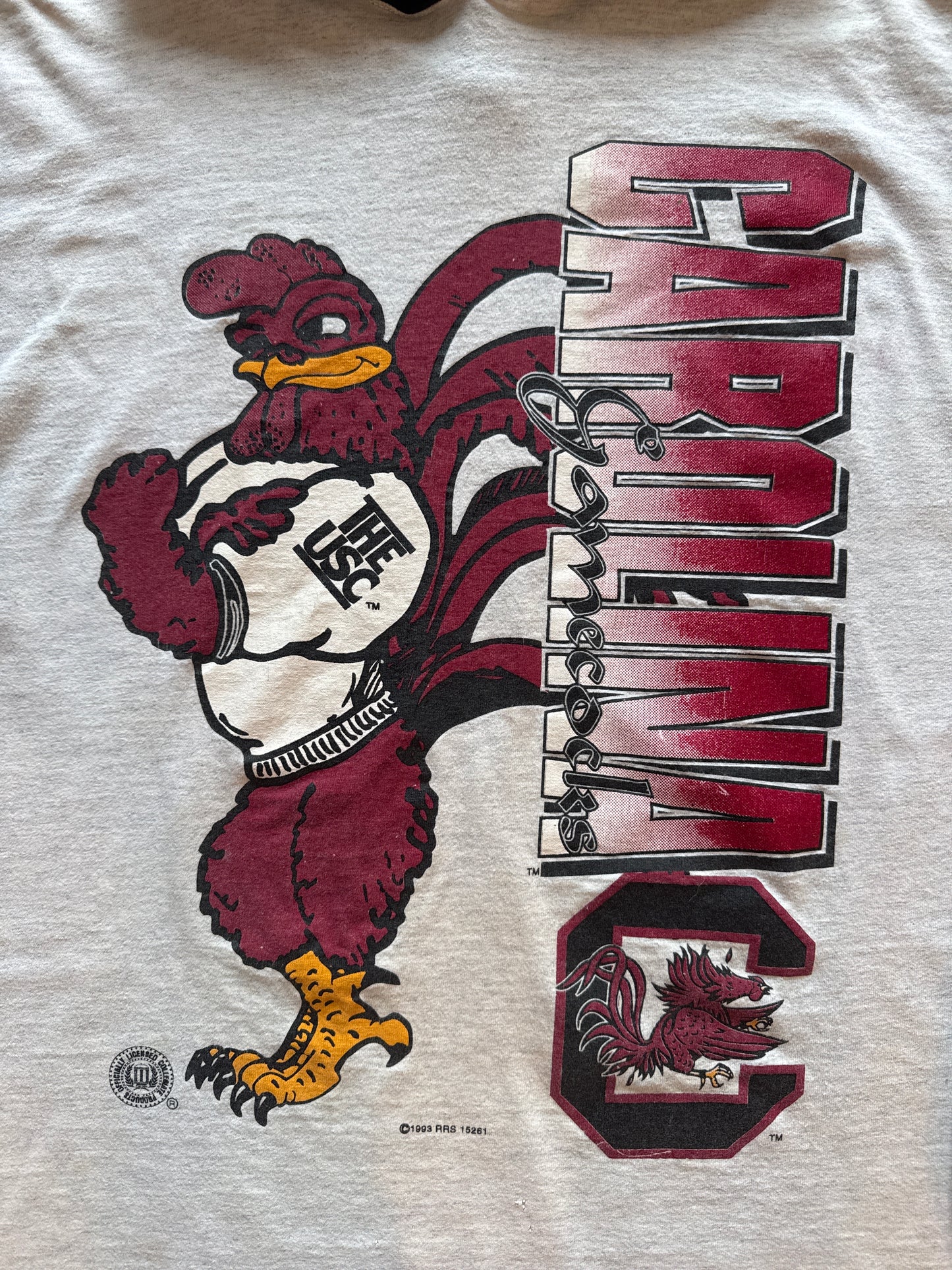 Vintage 1993 The University Of South Carolina Gamecocks Hooded Long Sleeve