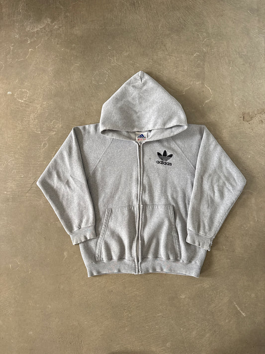 Vintage 90s Adidas Boxy Grey Hooded Zip Up