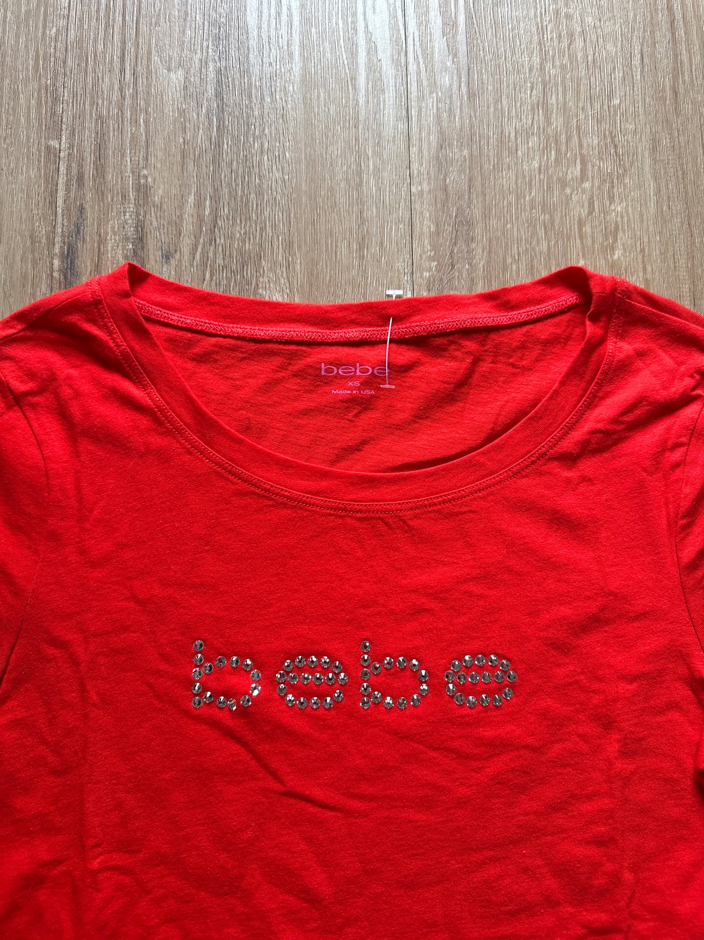 Y2K Women’s Bebe Bedazzled Infrared Logo Tee
