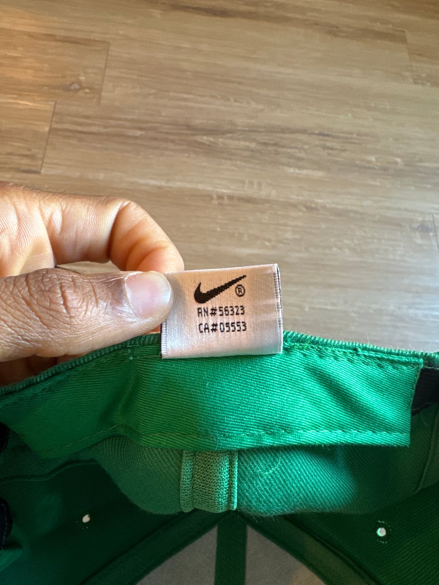 Vintage 90s Nike Logo Teal Elastic Fitted Hat