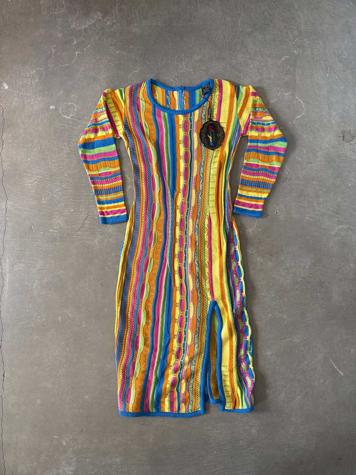 Vintage Bergati Women’s Coogi Style Chain Knit Sweater Dress