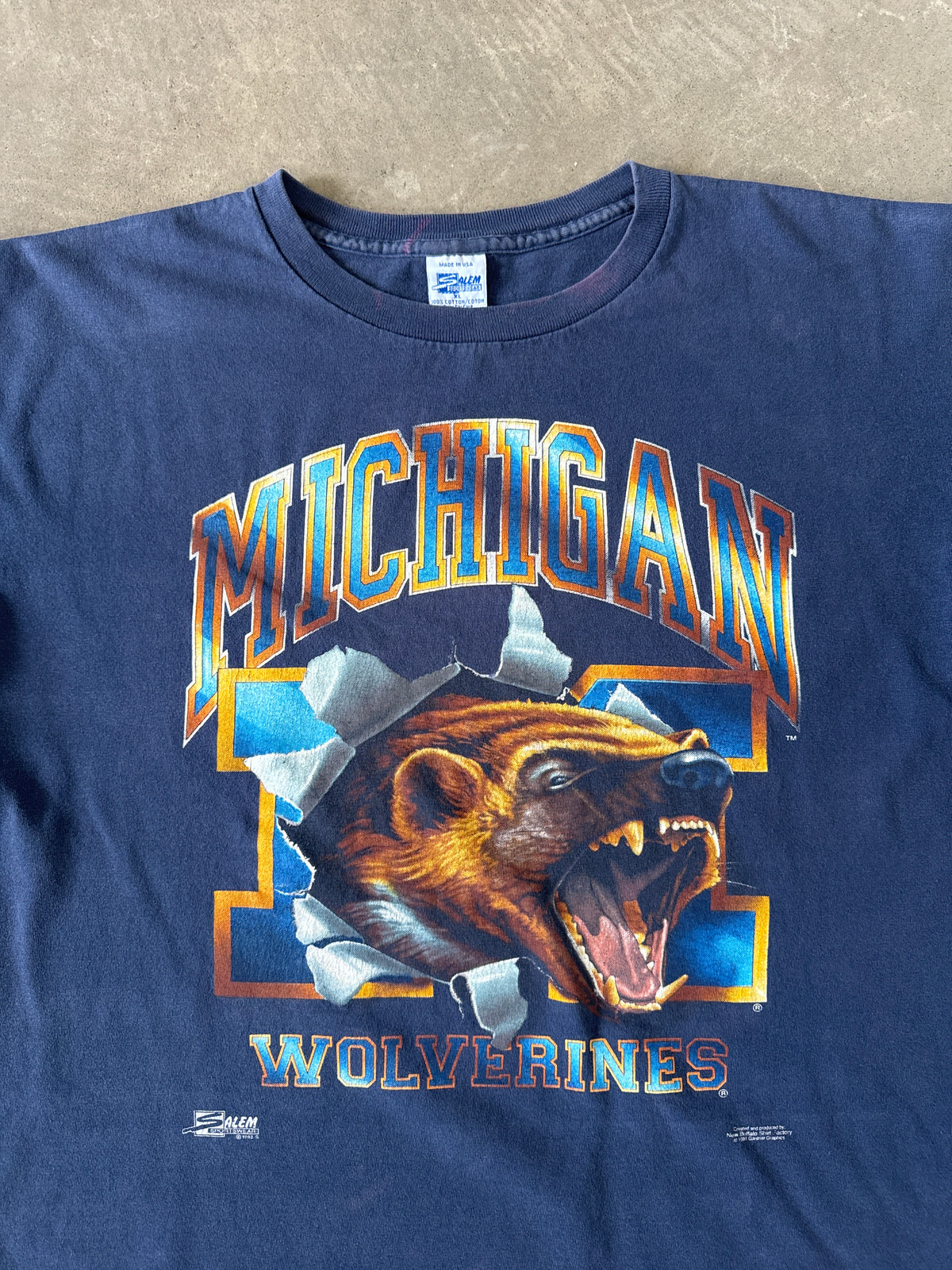Vintage 1992 Salem Sportswear Michigan Wolverines Tee