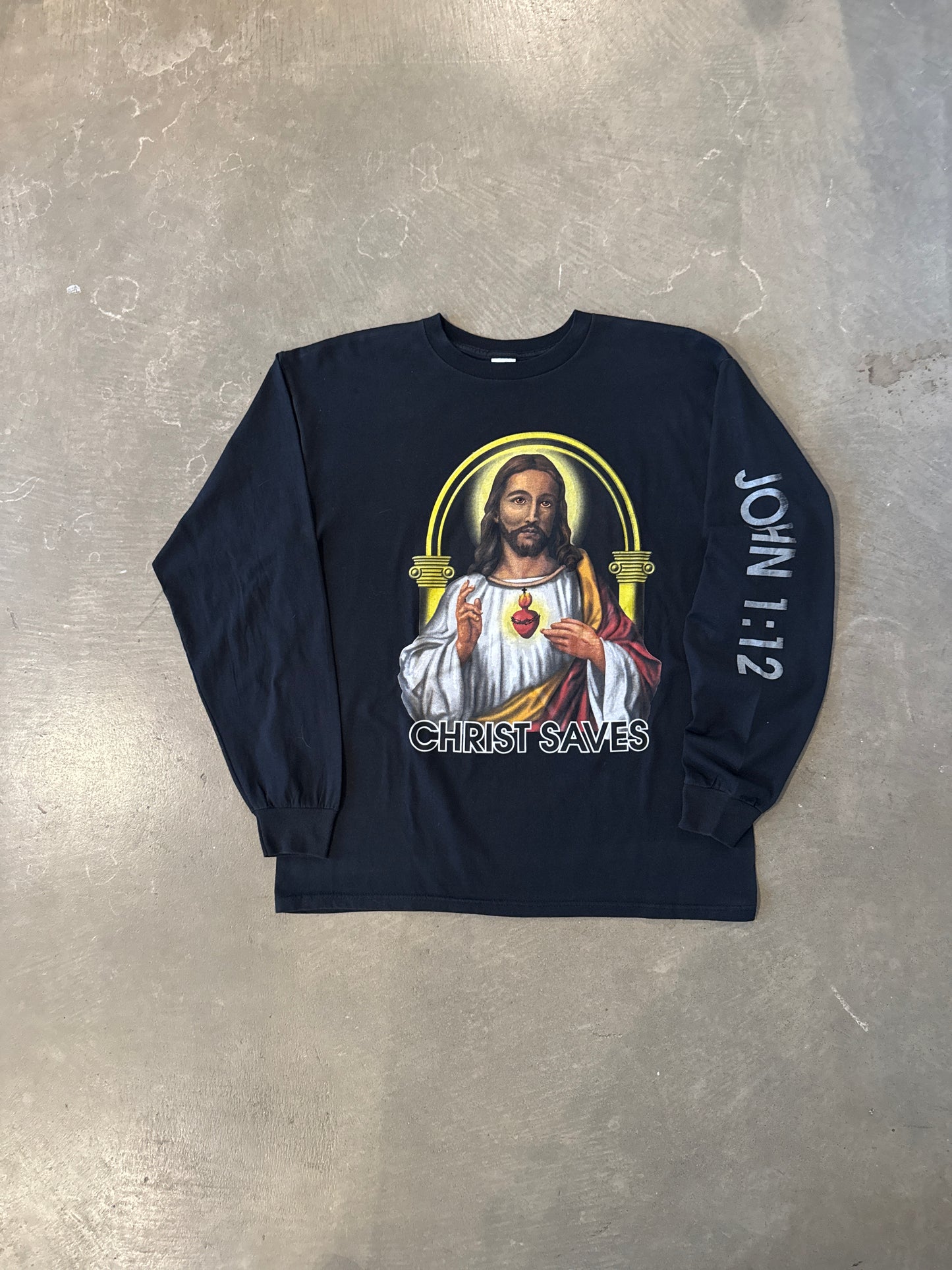 Vintage 90s Christ Saves John 1:12 Long Sleeve