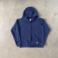 Vintage Women’s Carhartt Navy Stitched Logo Hooded Zip Up