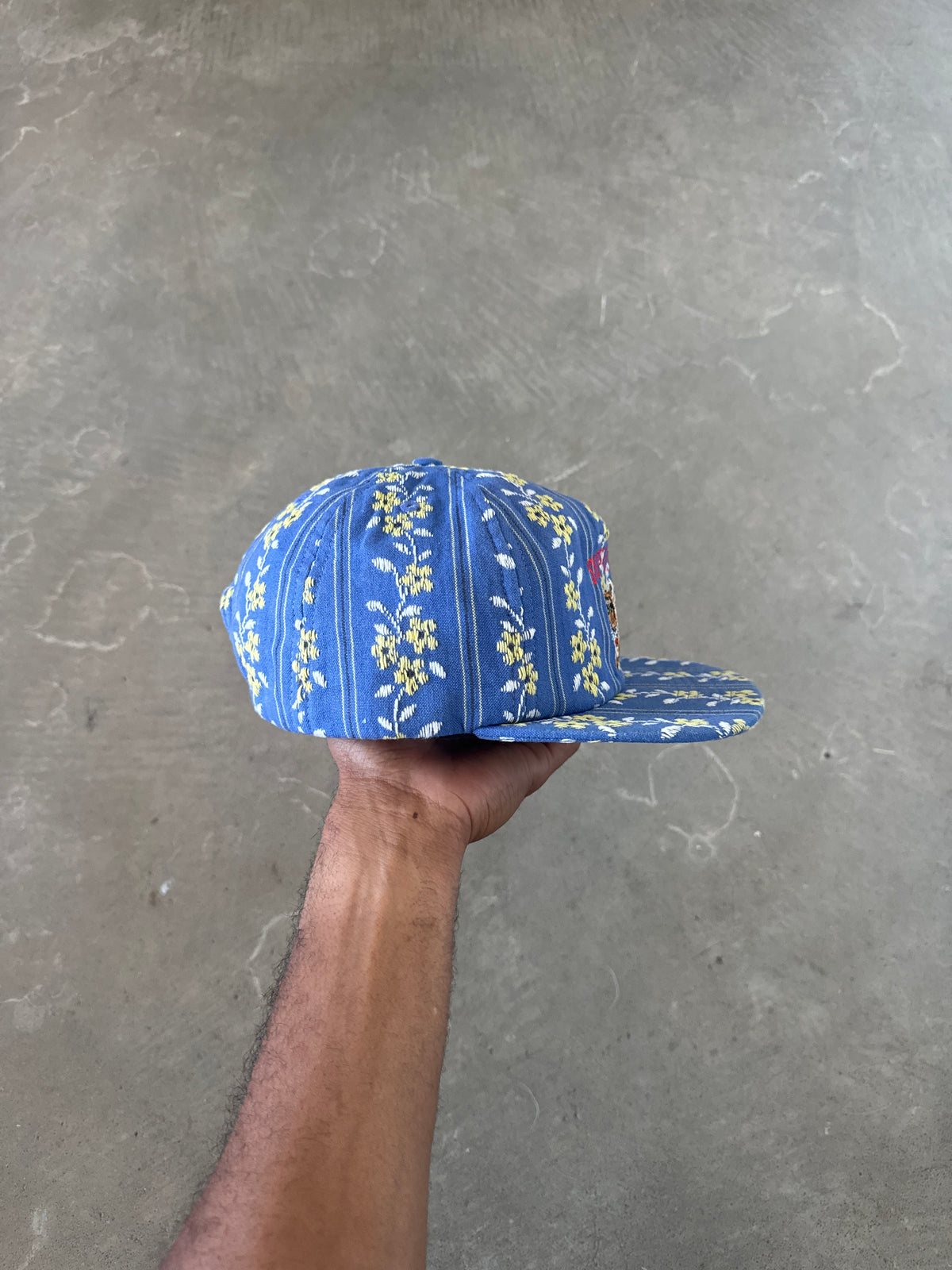 Supreme Flower Jacquard 5-Panel Blue Snapback Hat