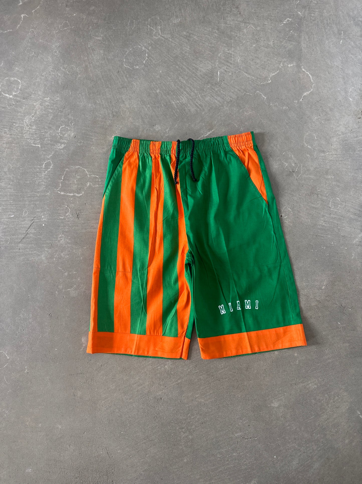 Vintage 90s University Of Miami Hurricanes Hooded Tee Shorts Set