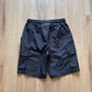 Retro Stitch Black Nylon Cargo Shorts