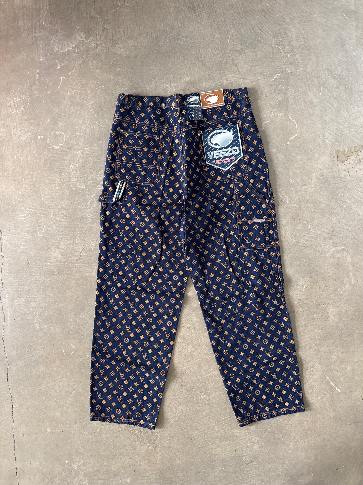Vintage 90s Veezo Wear Monogram Designer Denim Jeans Set