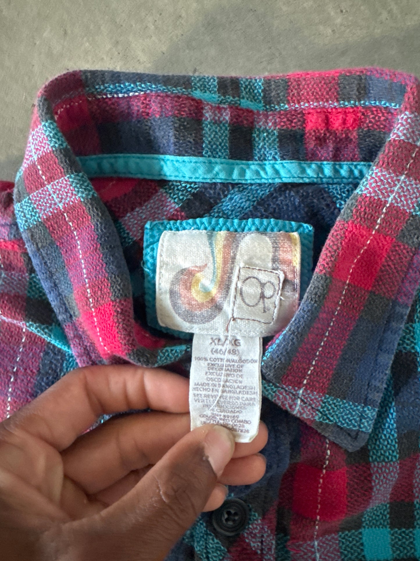 Vintage OP Ocean Pacific Plaid Flannel Cut Off Shirt