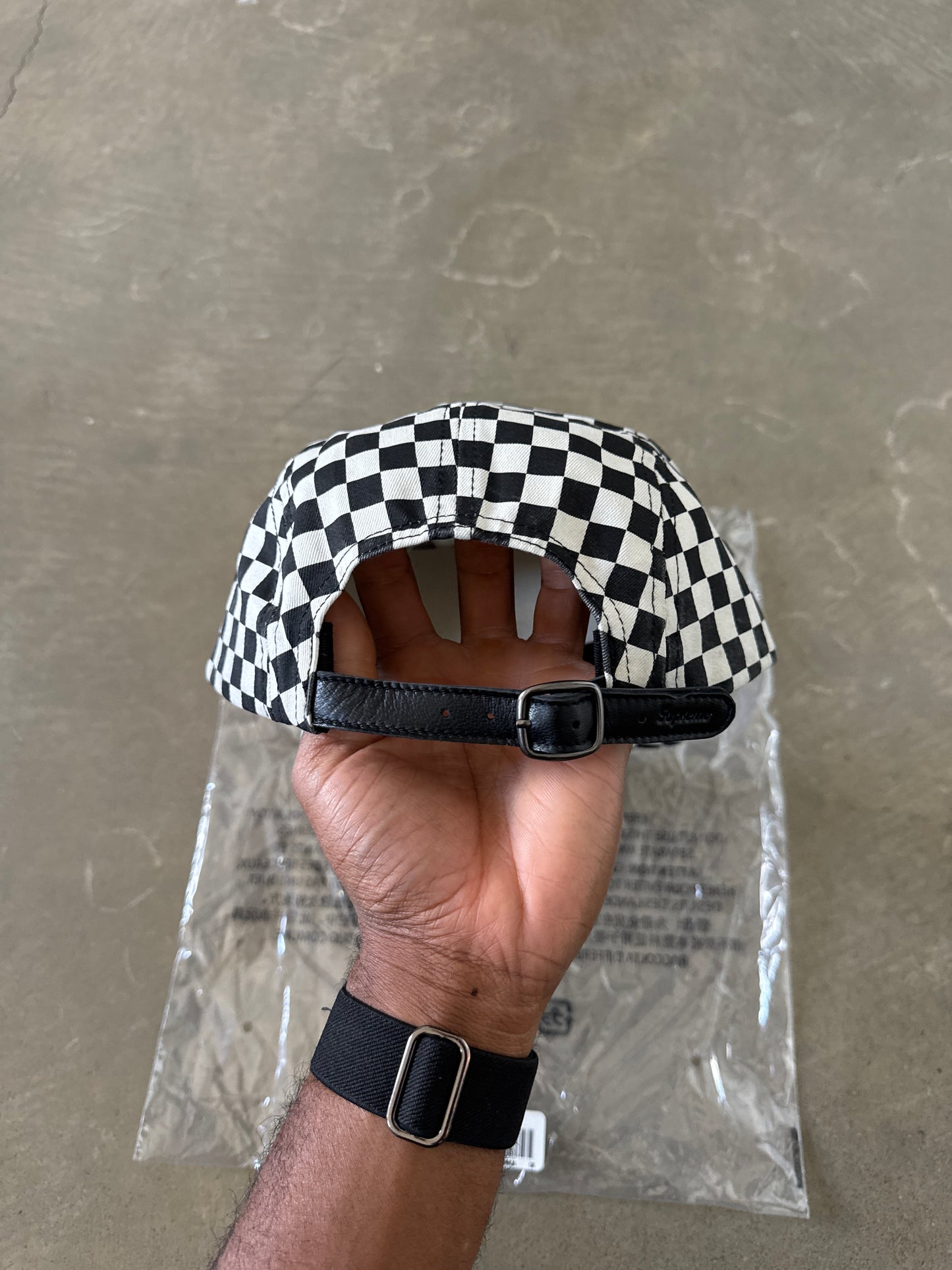 Supreme Washed Chino Twill Checker Board Camp Cap Hat (FW26)