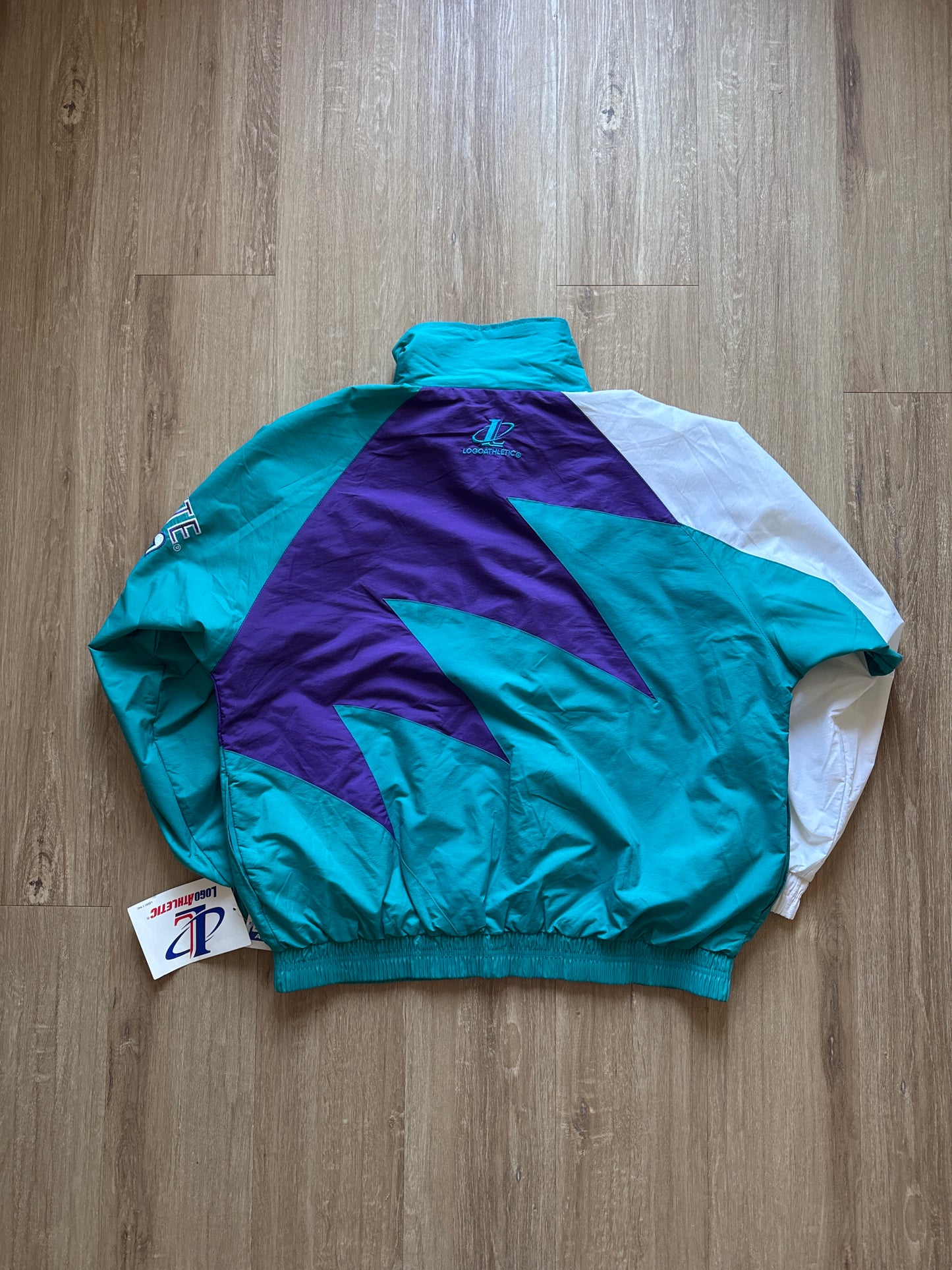 Vintage 90s Logo Athletic Charlotte Hornets Sharktooth Windbreaker Jacket
