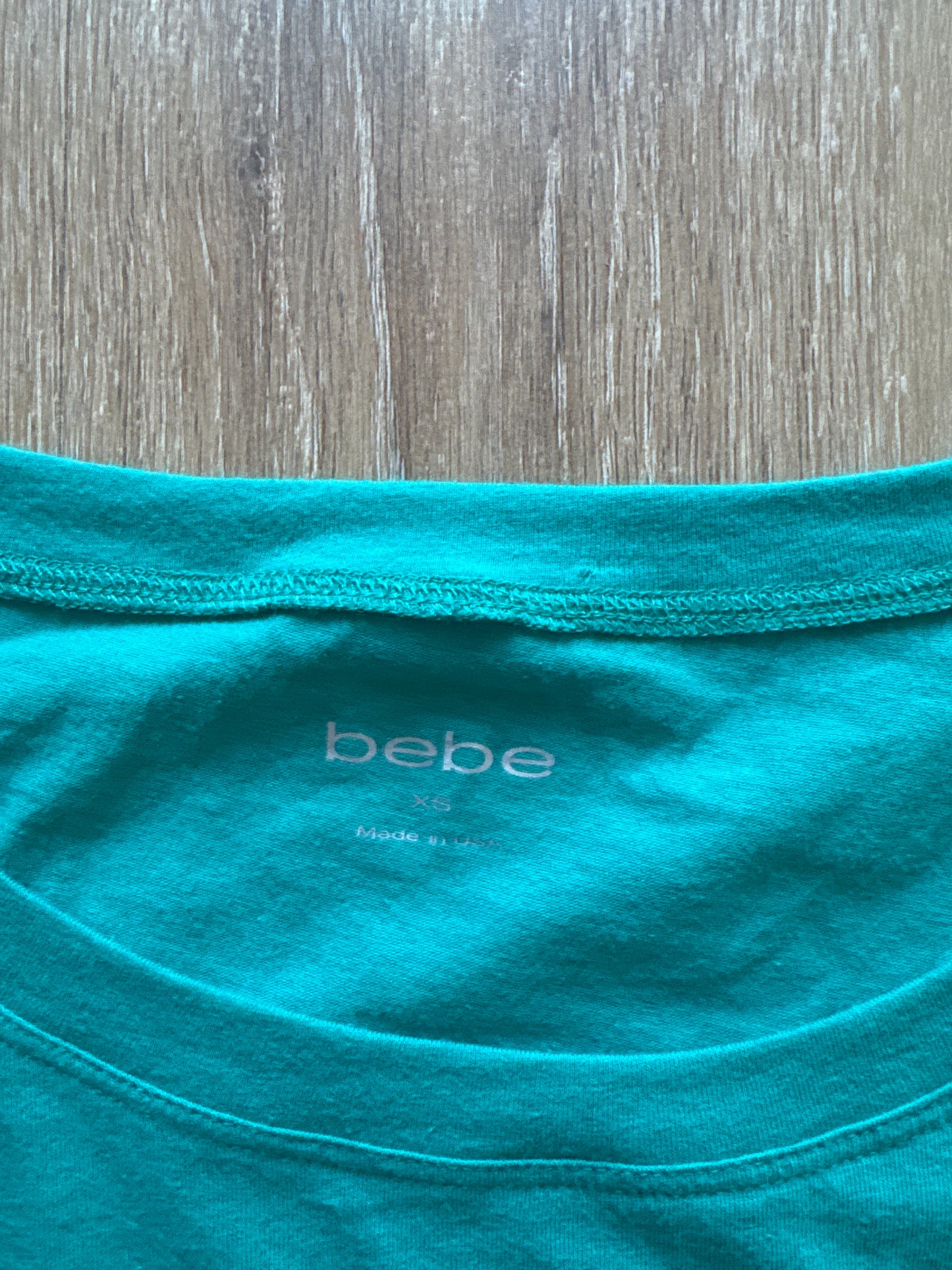 Y2K Women’s Bebe Bedazzled Teal Blue Logo Tee