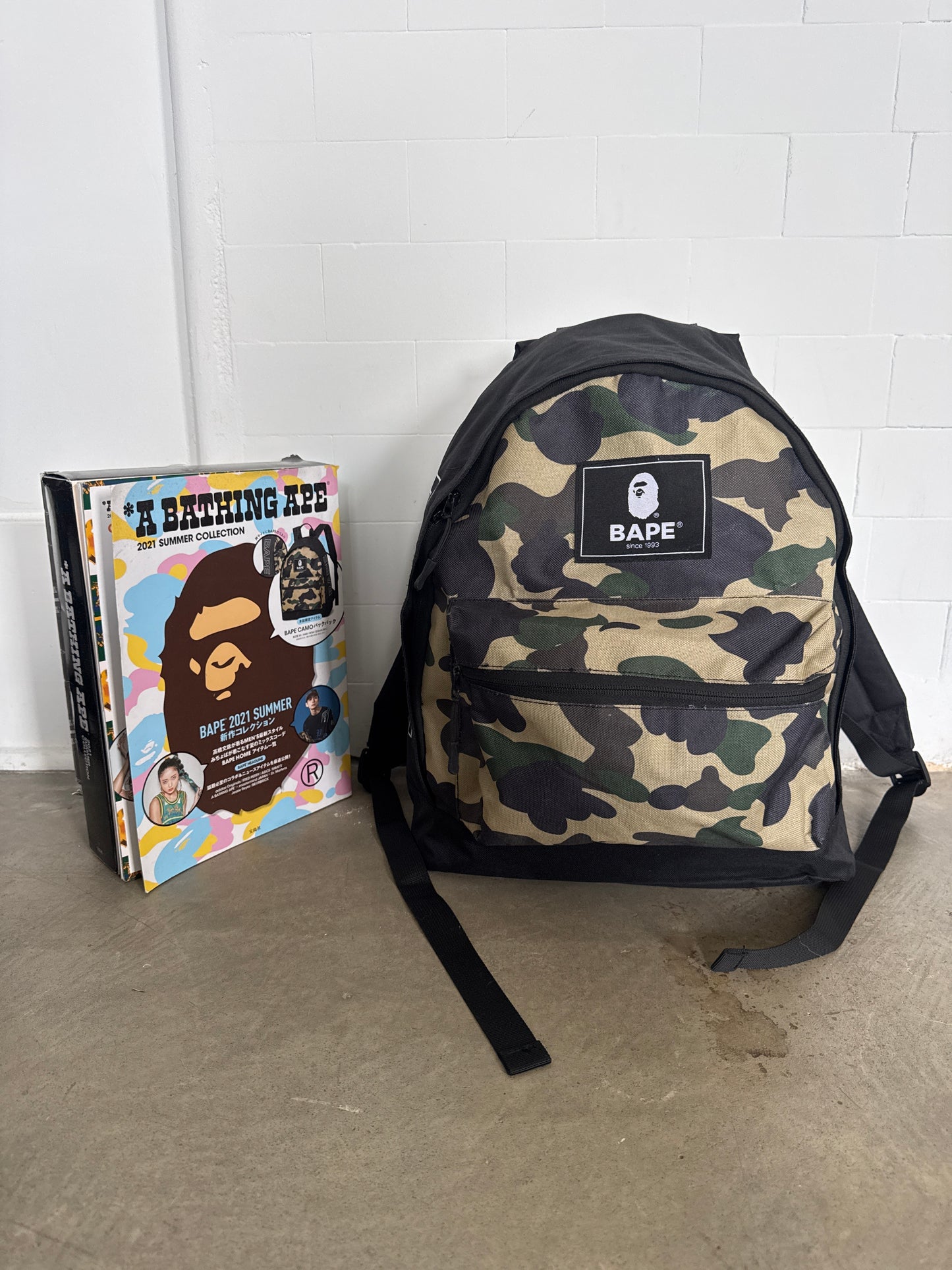 A Bathing Ape Bape 2021 Summer Collection Yellow Camo Magazine Backpack