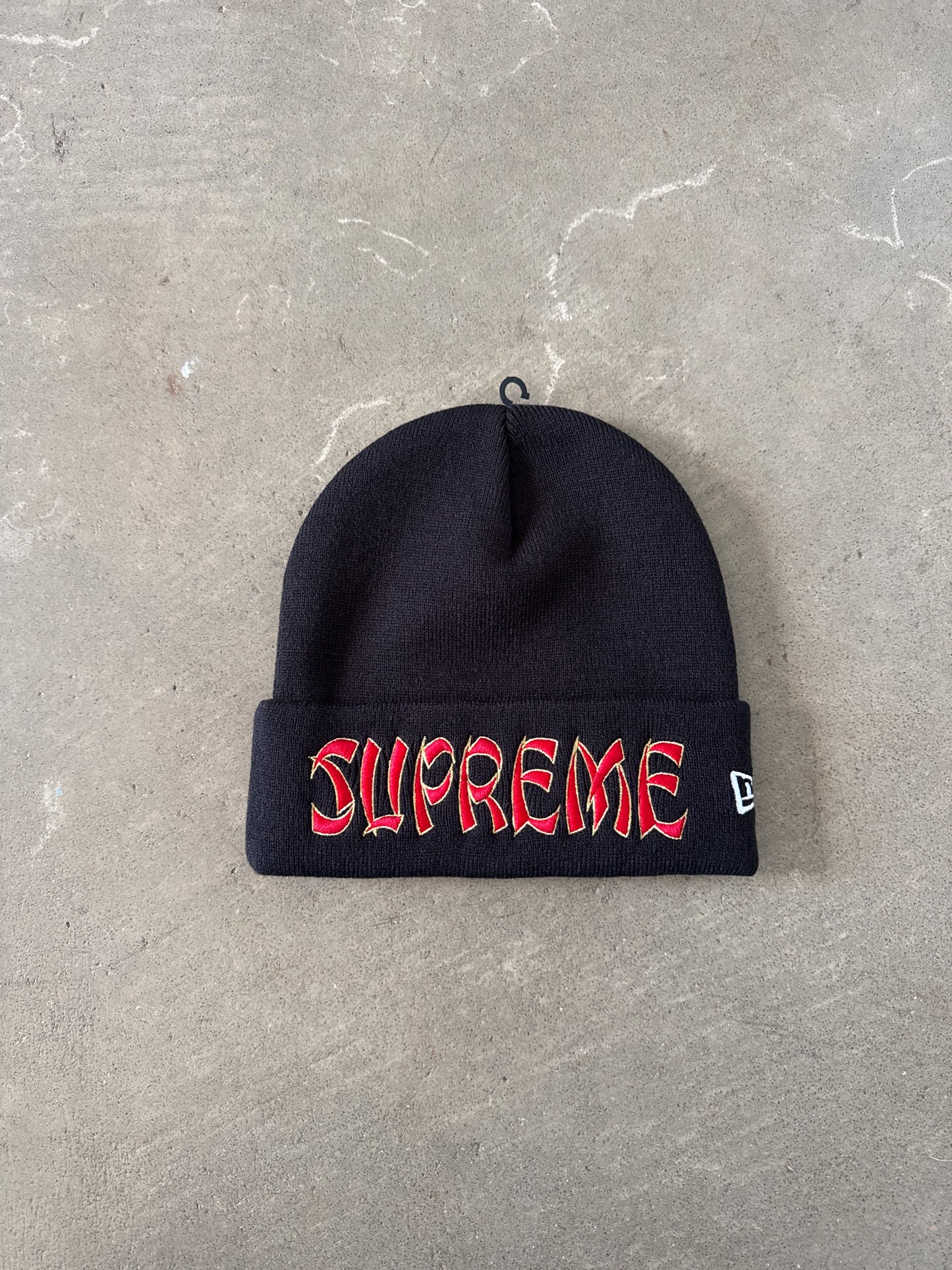 Supreme New Era Action Black Red Beanie (FW26)