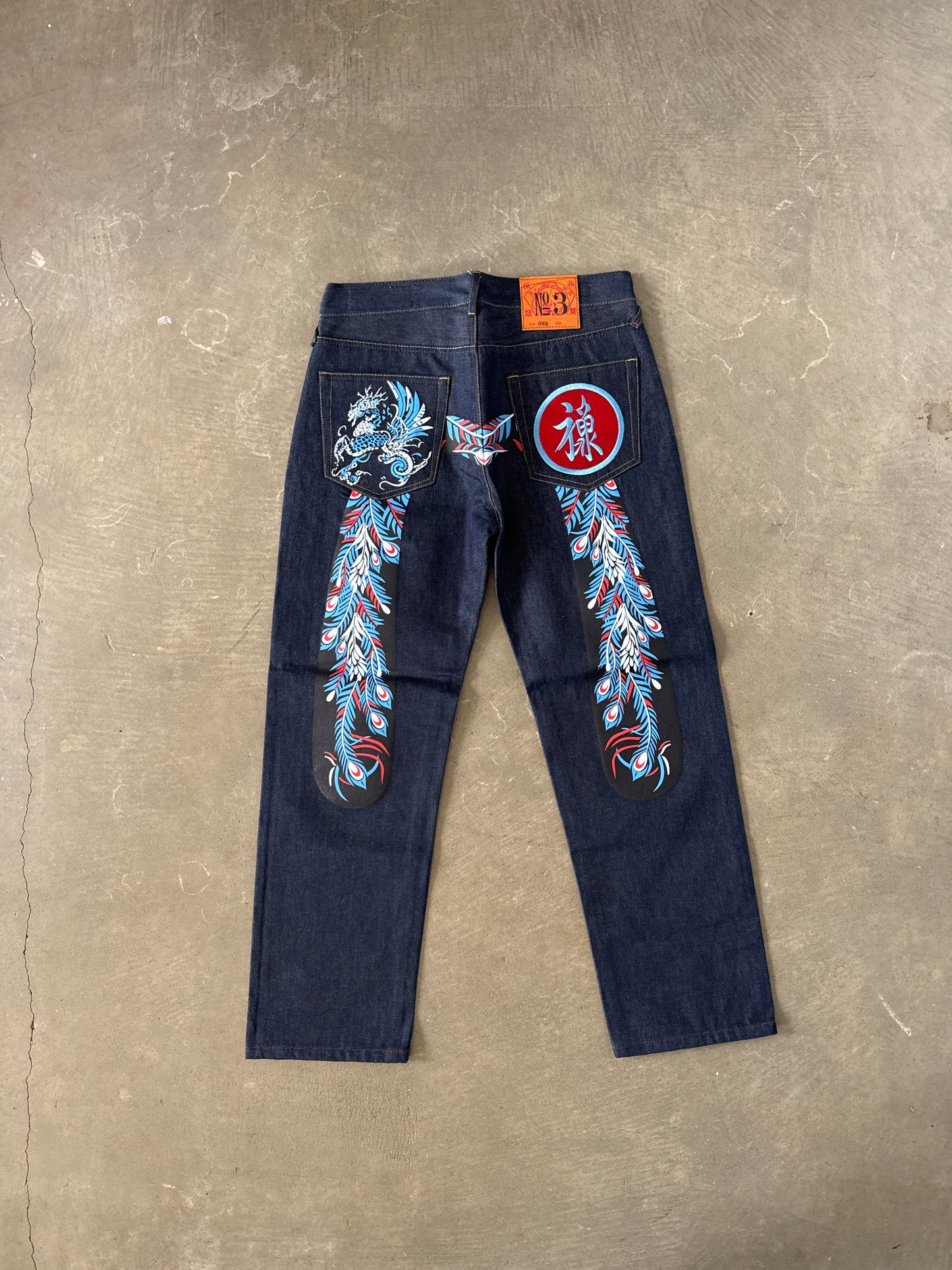 Evisu Embroidered Japanese Art Selvedge Denim Jeans