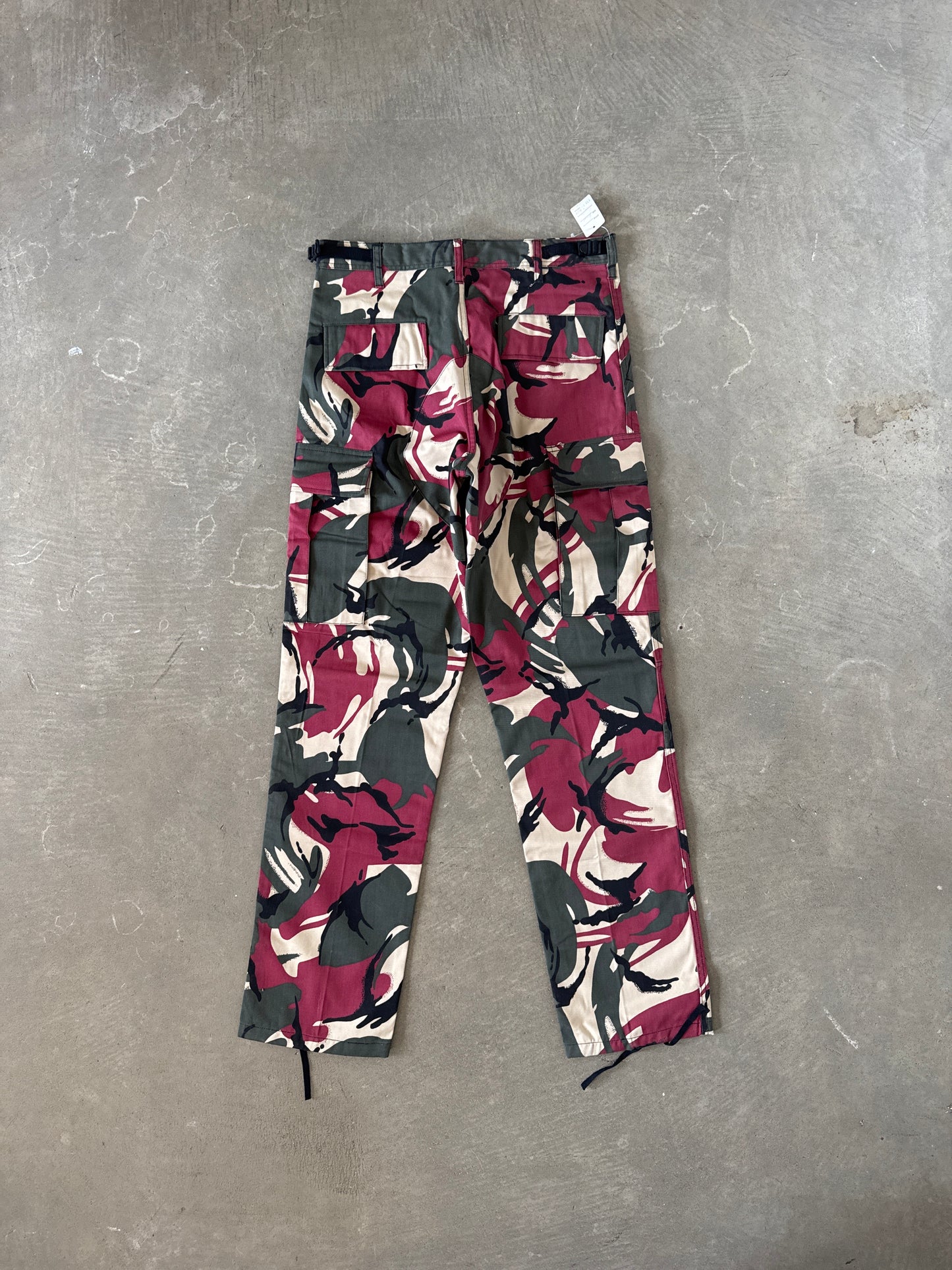 Vintage Burgundy Rhodesian Brushstroke Camo Cargo Pants