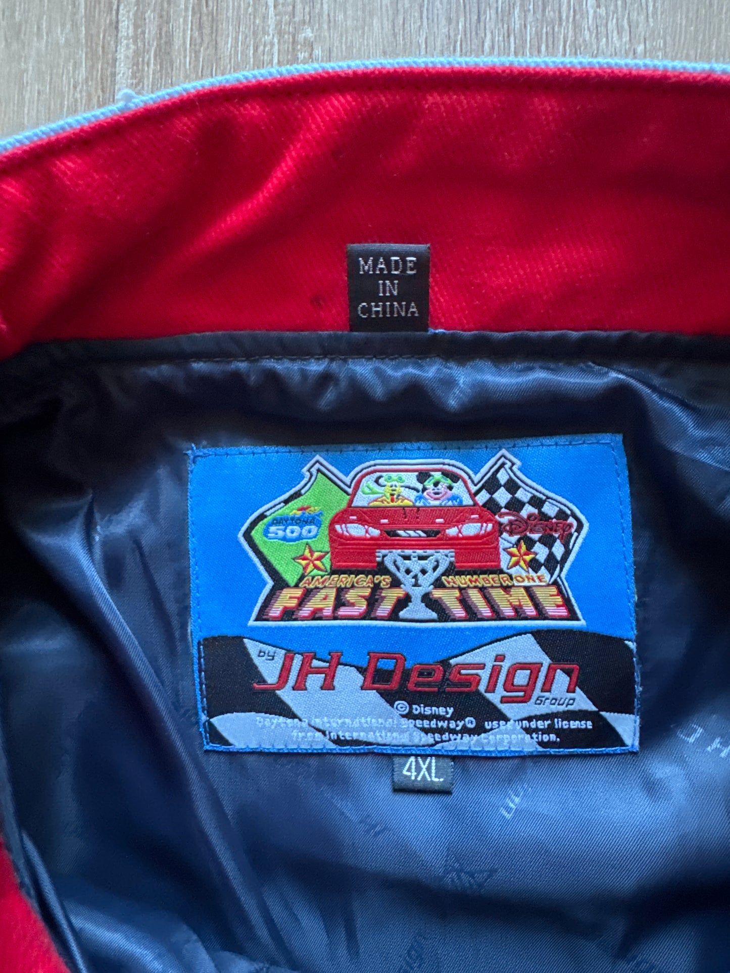 Vintage 2006 JH Design Jeff Hamilton Nascar Daytona 500 Mickey Mouse & Friends Varsity Jacket