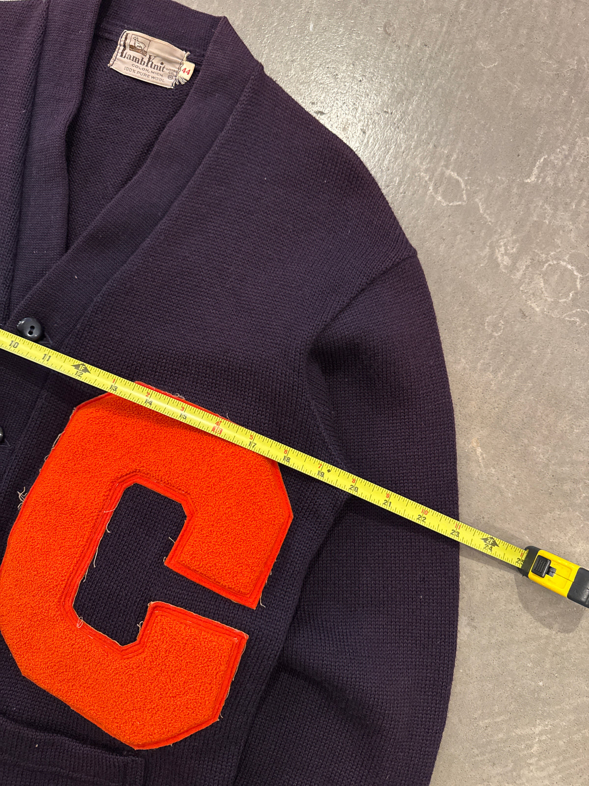 Vintage 60s Clemson University Tigers Lamb Knit Wool Varsity Letterman Cardigan