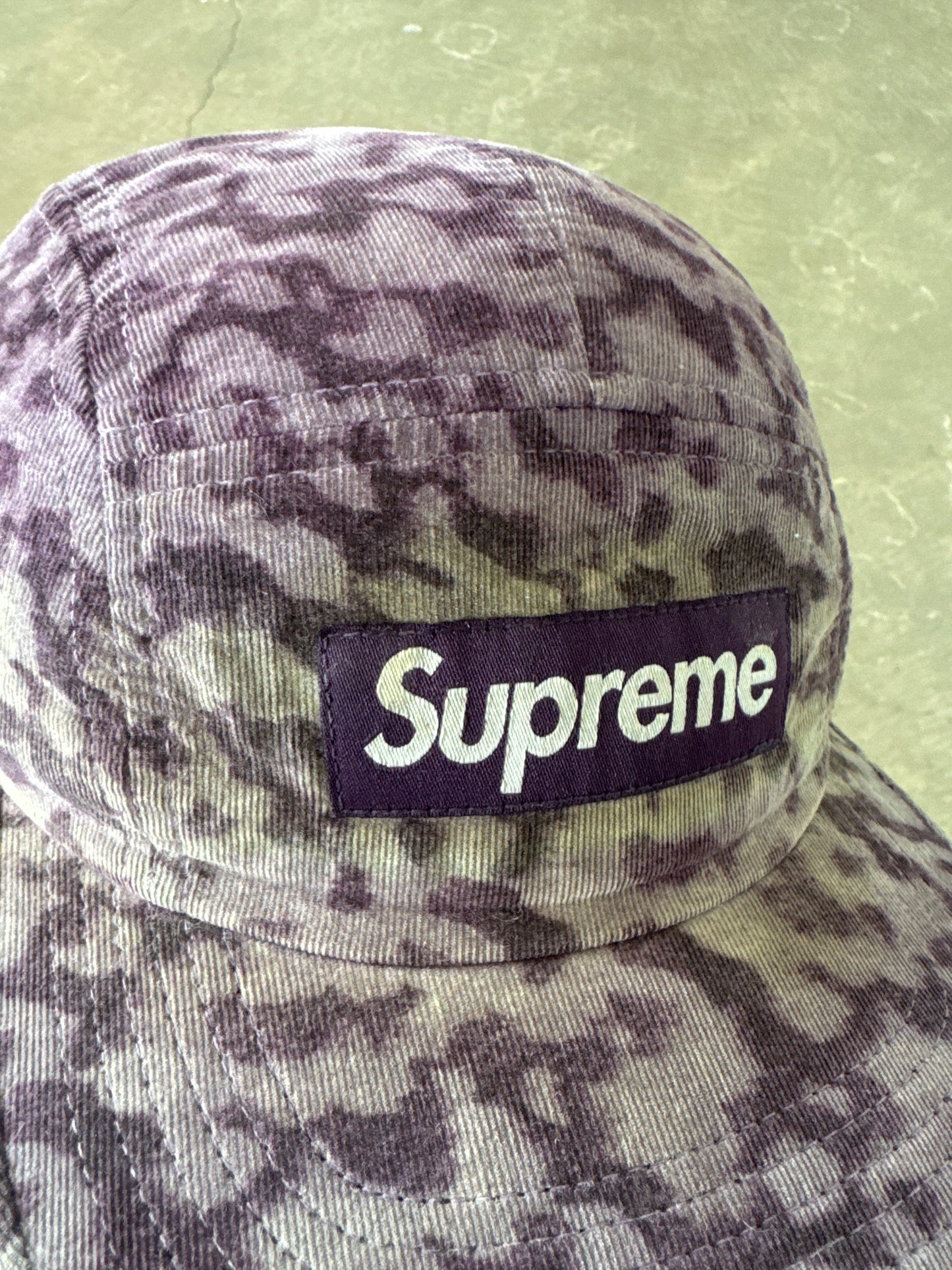 Supreme Liberty Fabric Purple Leopard Print Camp Cap
