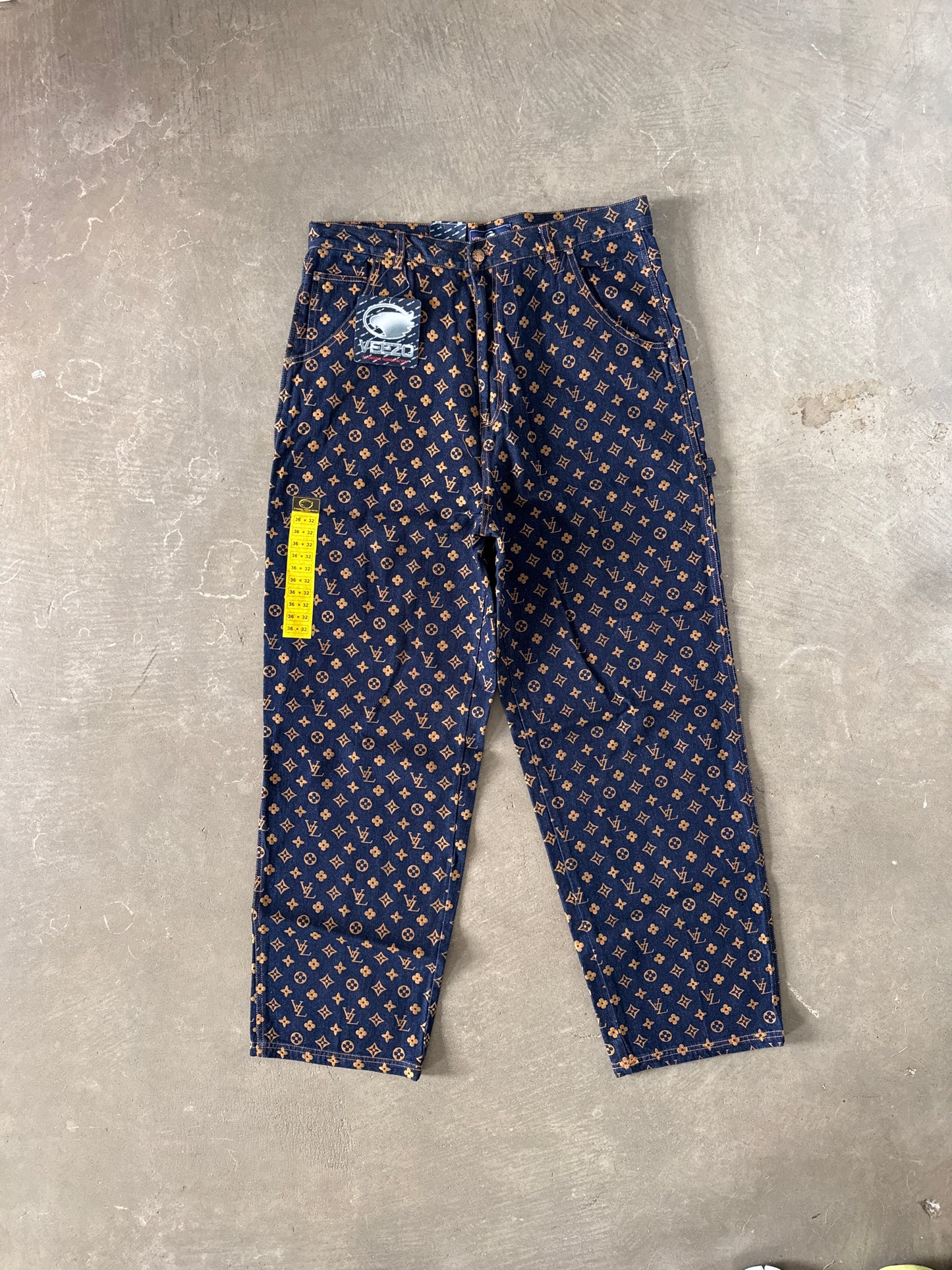 Vintage 90s Veezo Wear Monogram Designer Denim Jeans Set