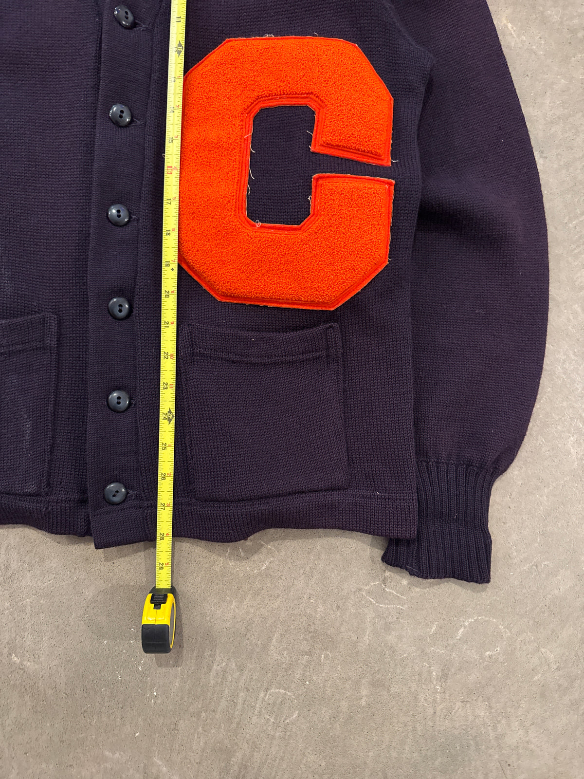 Vintage 60s Clemson University Tigers Lamb Knit Wool Varsity Letterman Cardigan