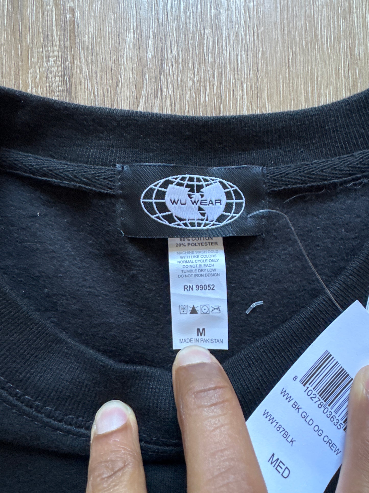 Vintage 1995 Wu Wear Wu Tang Clan Crewneck Pullover Black Sweatshirt