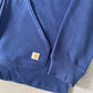 Vintage Women’s Carhartt Navy Stitched Logo Hooded Zip Up