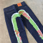 Evisu Embroidered Japanese Wave Art Salvage Denim Jeans