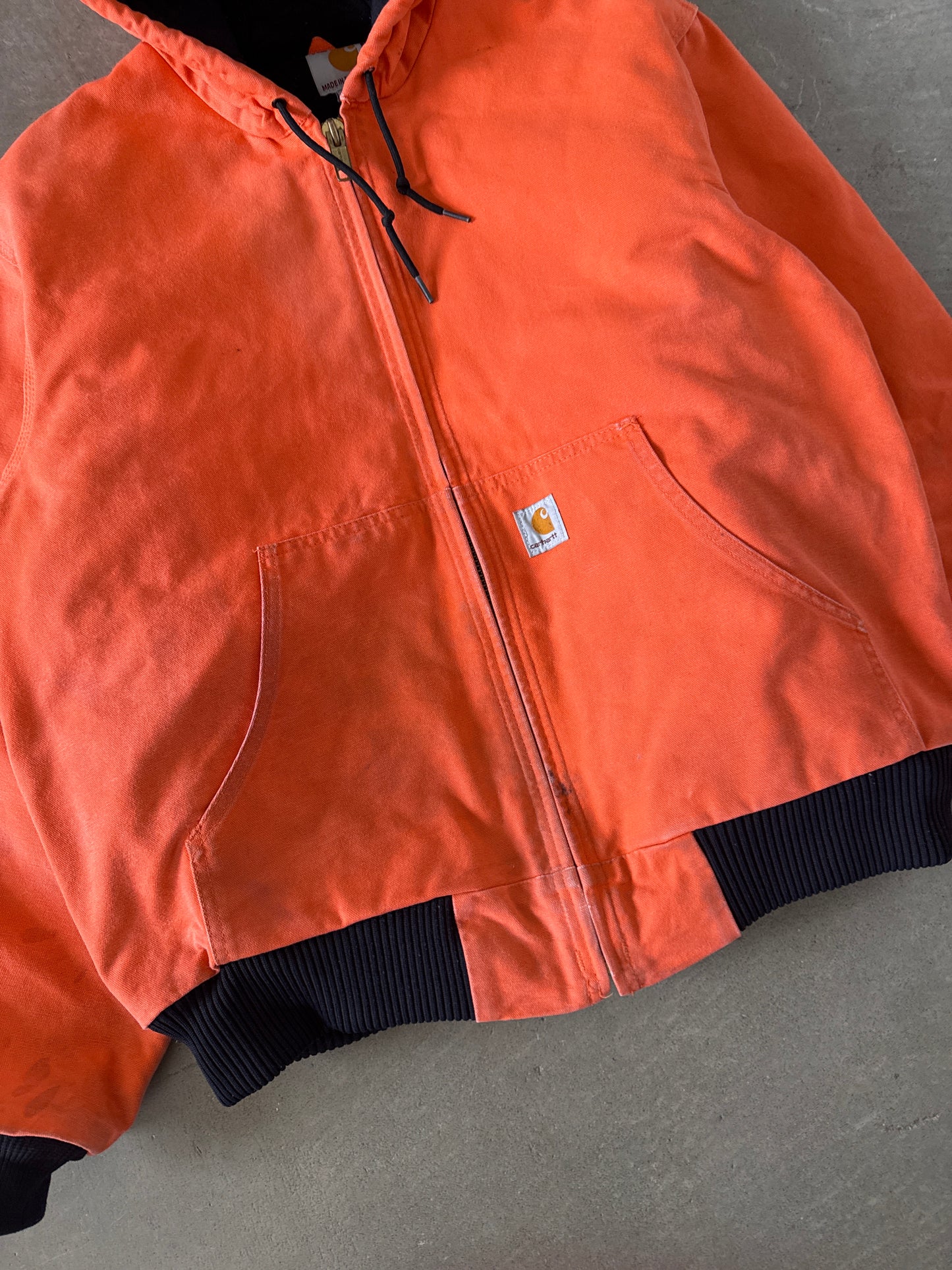 Vintage Carhartt Blaze Orange Active Hooded Work Jacket