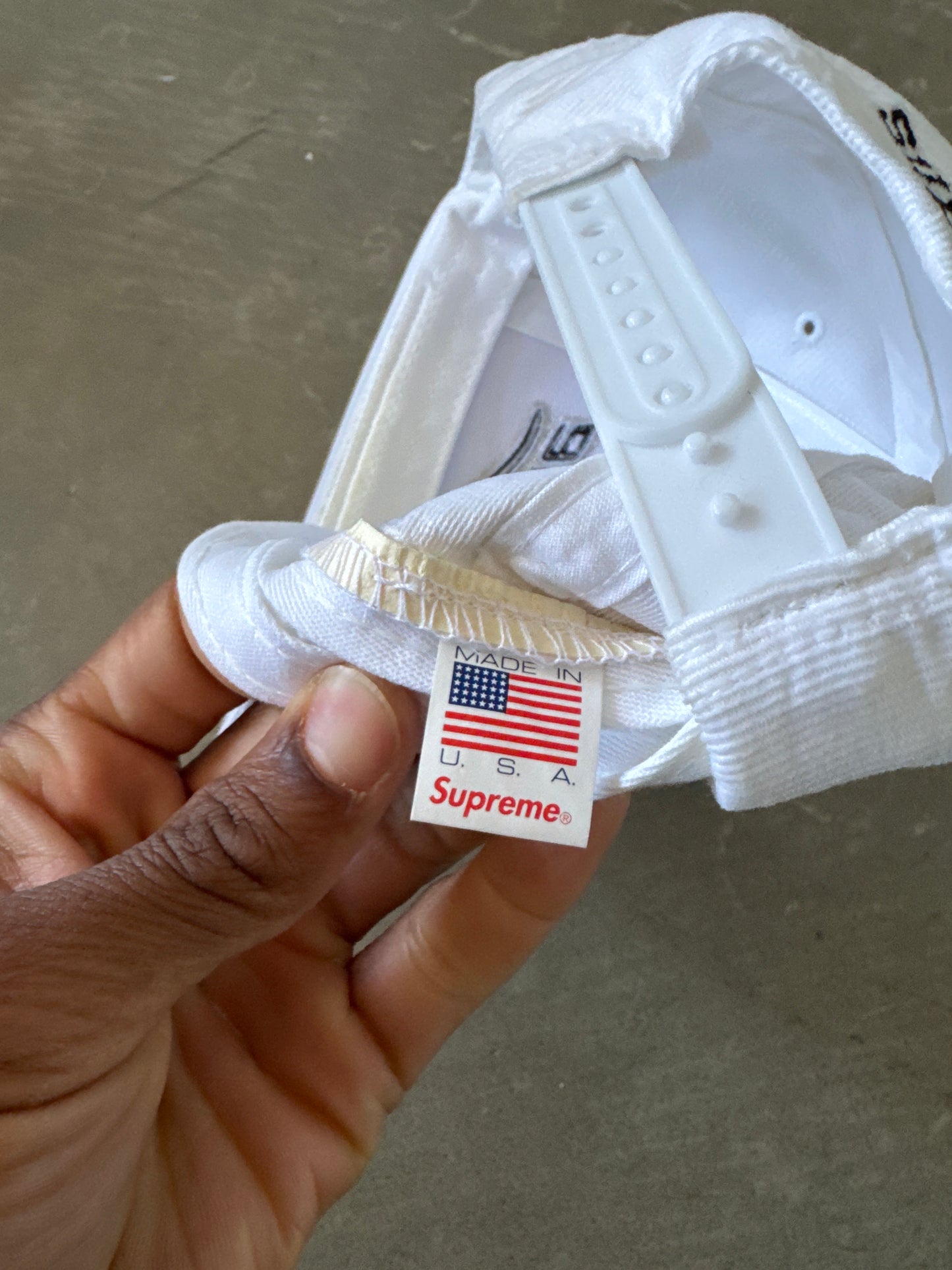Supreme Metallic Logo Corduroy 5-Panel White Snapback Hat