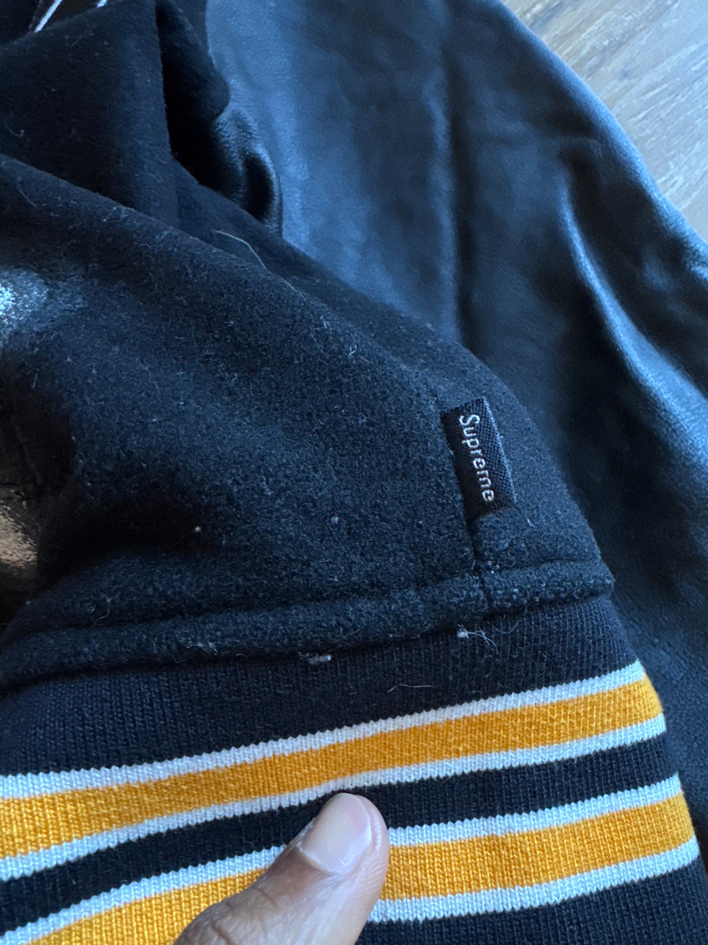 Supreme Black Bone Varsity Jacket