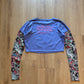 Ed Hardy Swallow 2fer Midnight Long Sleeve Crop Tee