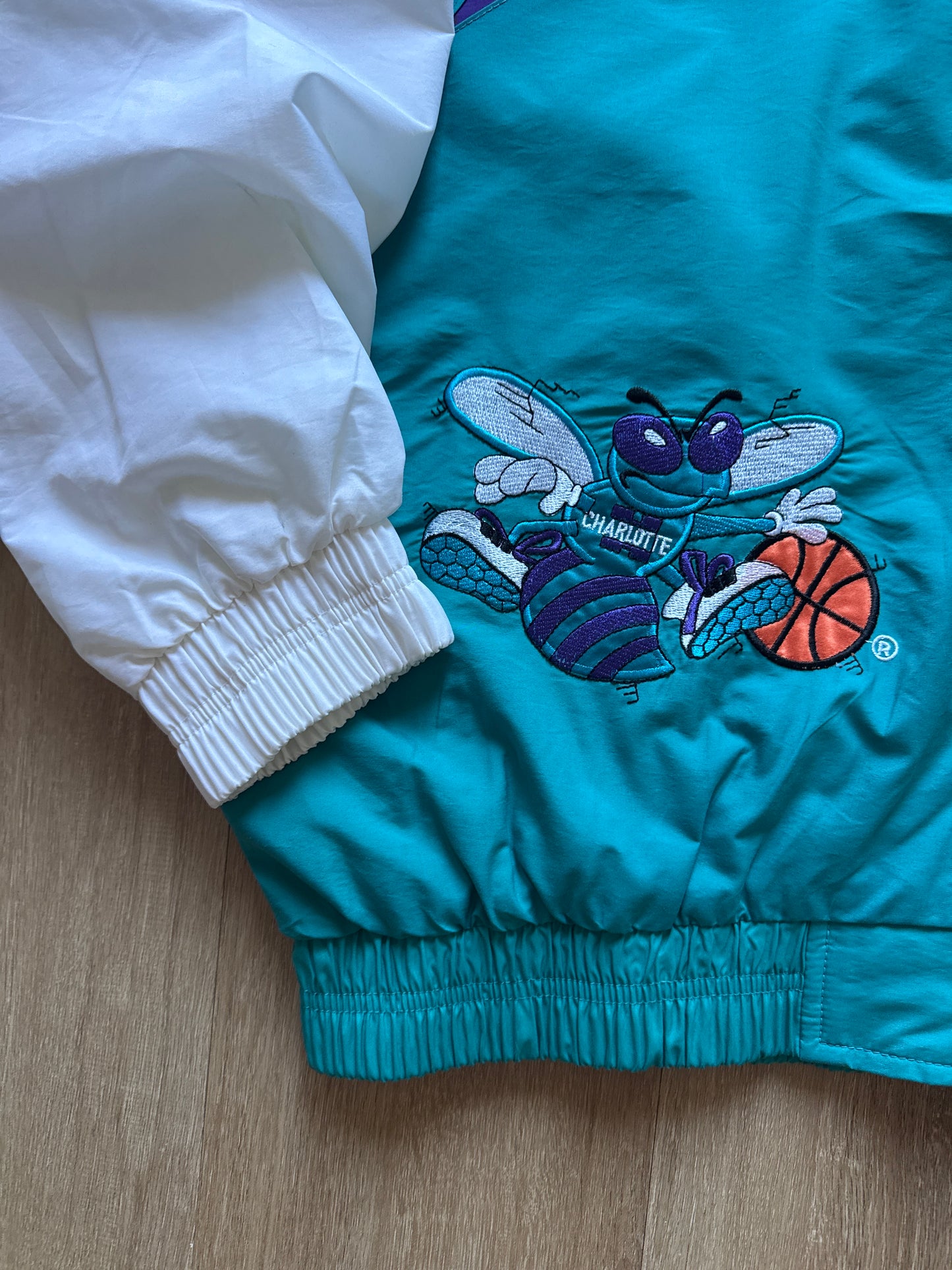 Vintage 90s Logo Athletic Charlotte Hornets Sharktooth Windbreaker Jacket