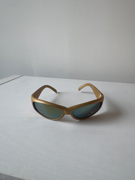 Vintage 90s Catfish Oval Gold Sunglasses