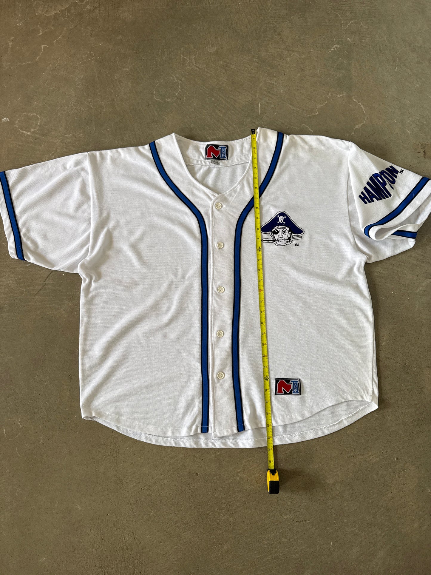 Vintage 90s Hampton University Pete The Pirate Embroidered Baseball Jersey