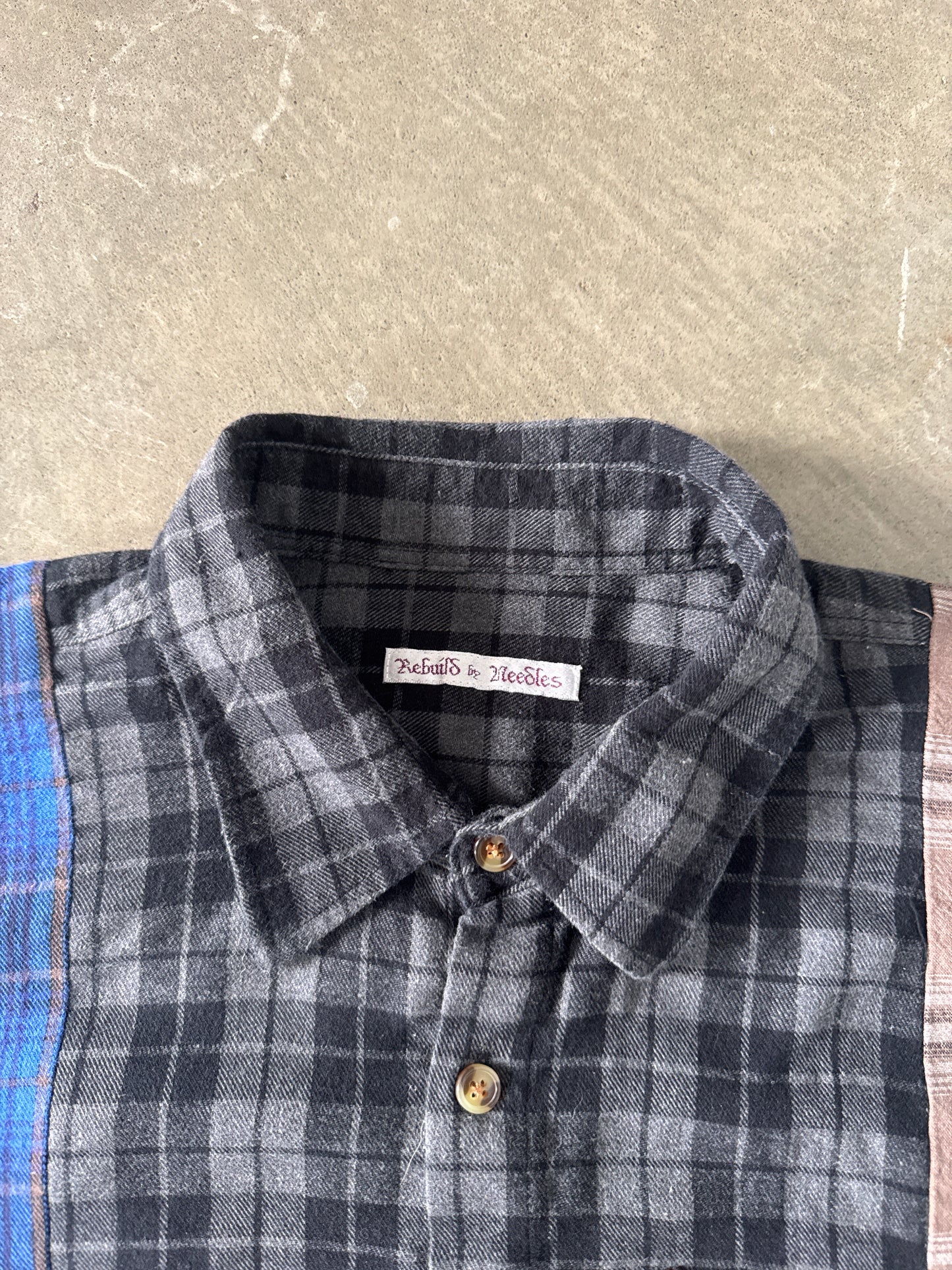 Needles Rebuild By Needles 7 Cut Reworked Flannel Button Up Shirt