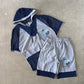 Vintage 90s Georgetown University Hoyas Hooded Tee Shorts Set