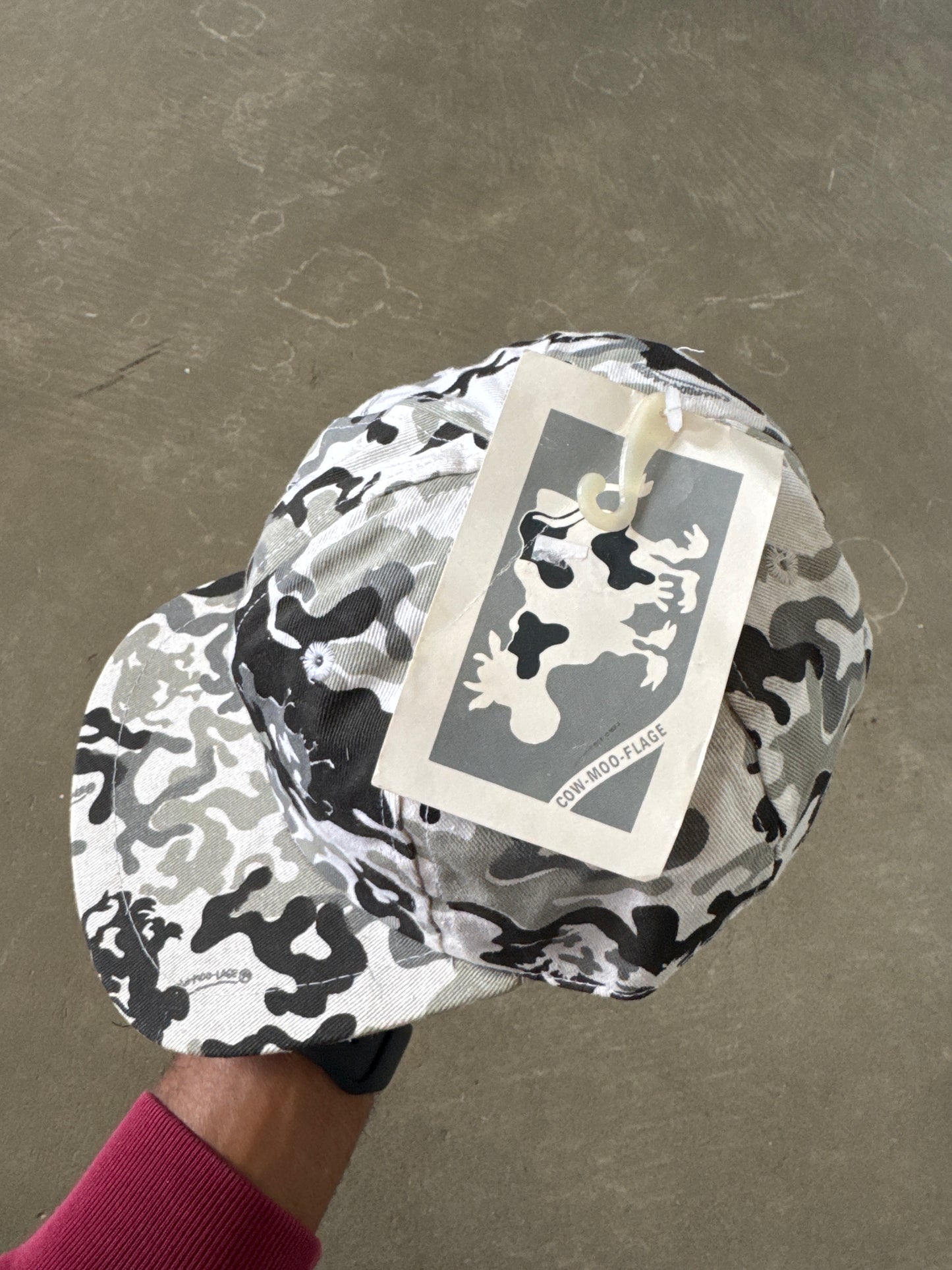 Vintage Cow Moo Flage Camo 6 Panel Elastic Adjustable Hat