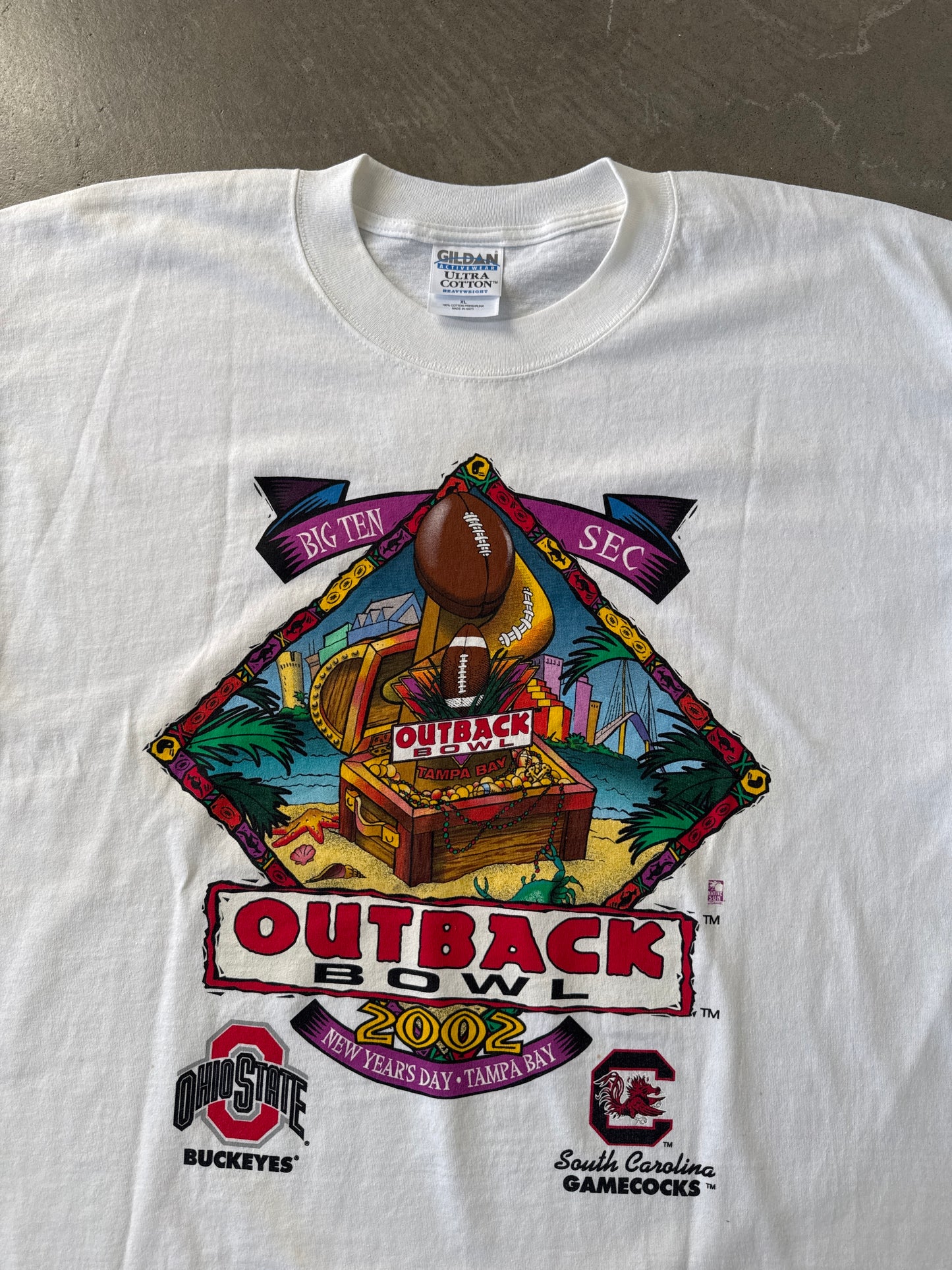 Vintage 2002 Outback Bowl University Of South Carolina Gamecocks Ohio State Tee