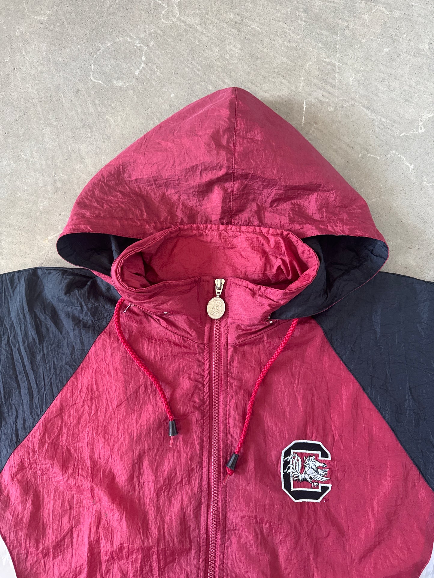Vintage 90s University Of South Carolina Gamecocks Hooded Windbreaker Jacket
