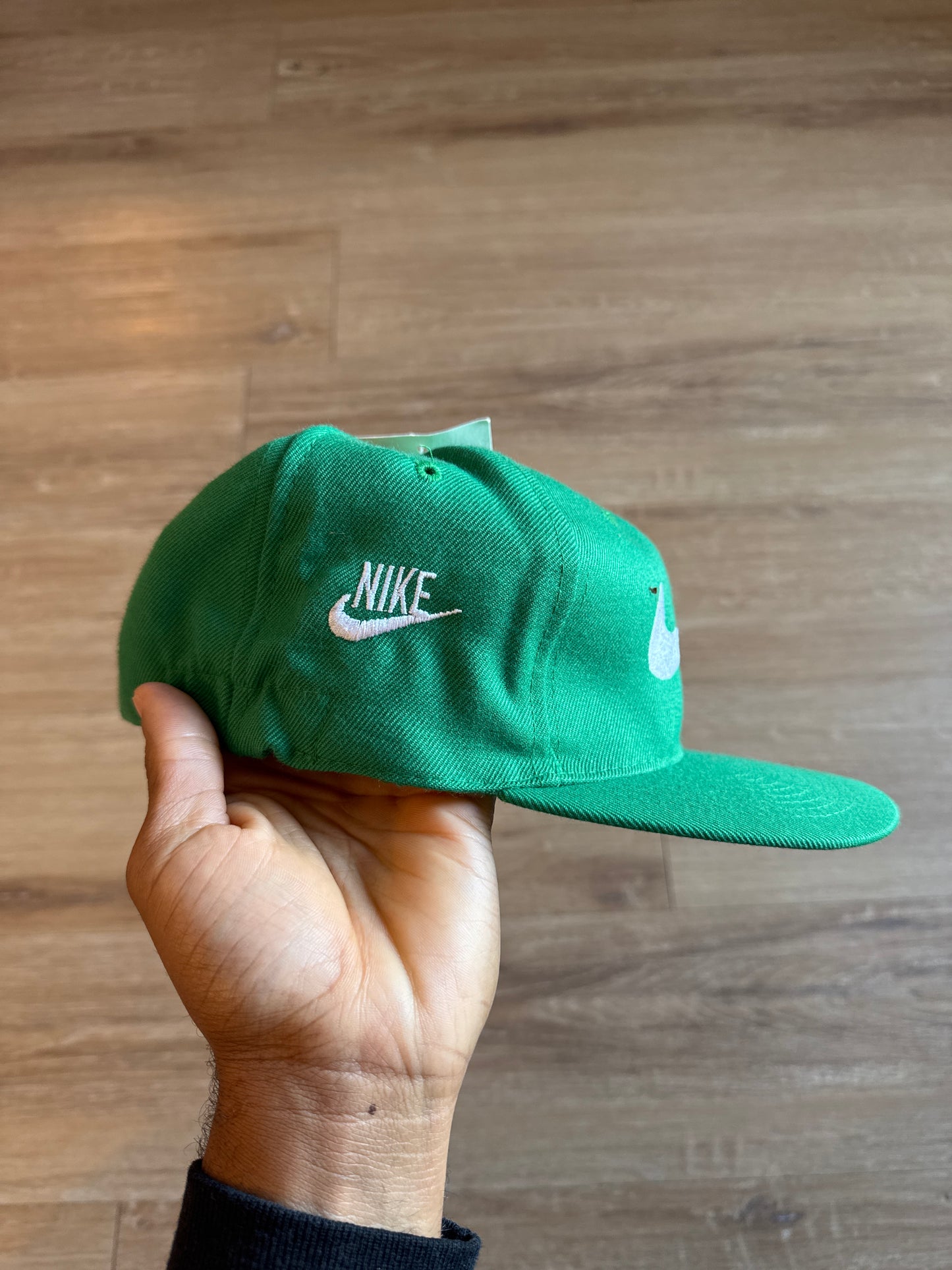 Vintage 90s Nike Logo Teal Elastic Fitted Hat