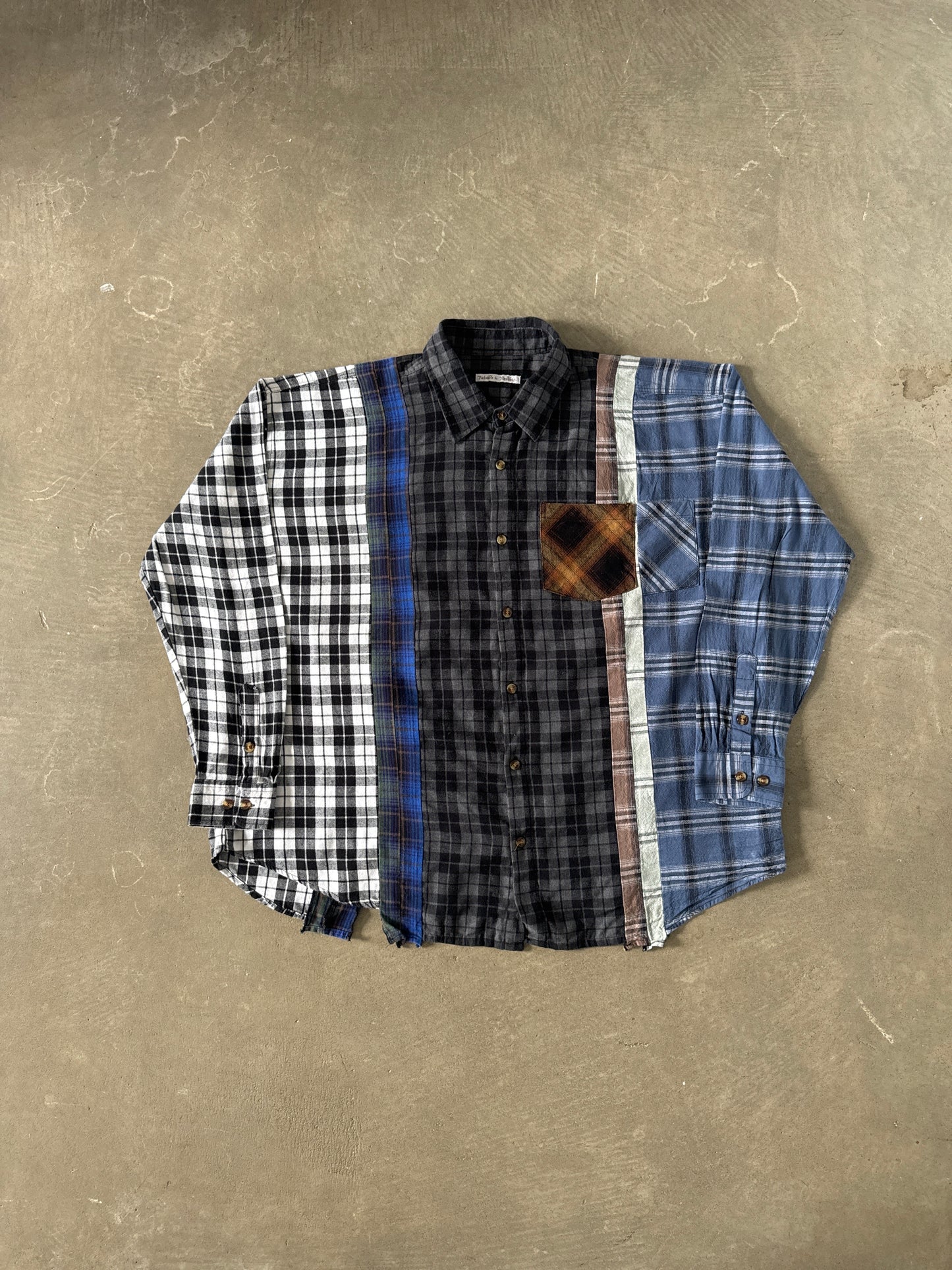 Needles Rebuild By Needles 7 Cut Reworked Flannel Button Up Shirt