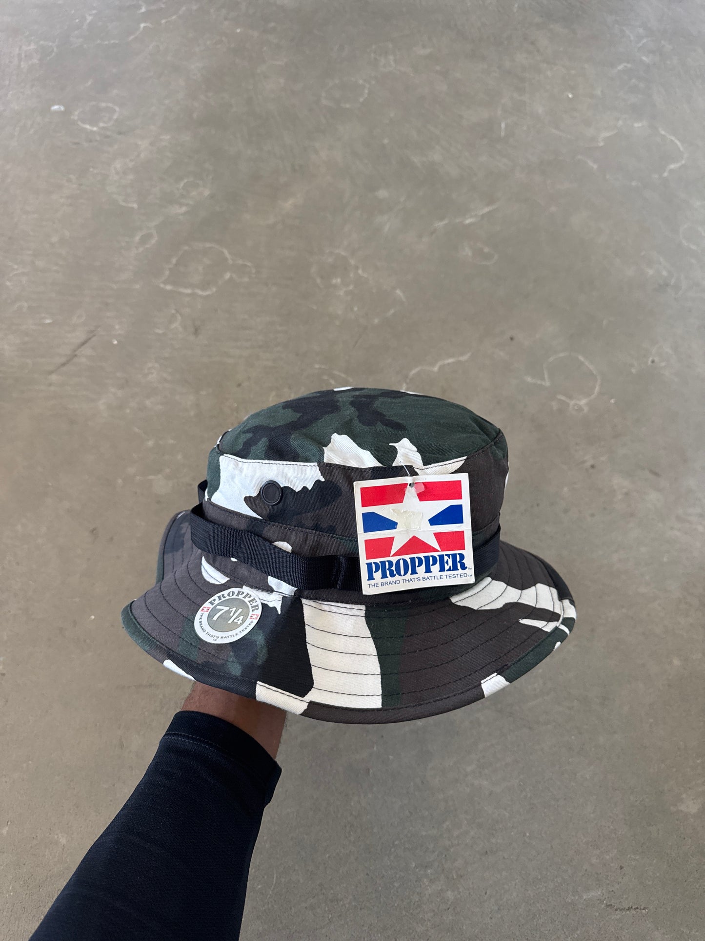 Vintage Propper U.S. Military Woodland Camo Boonie Bucket Hat