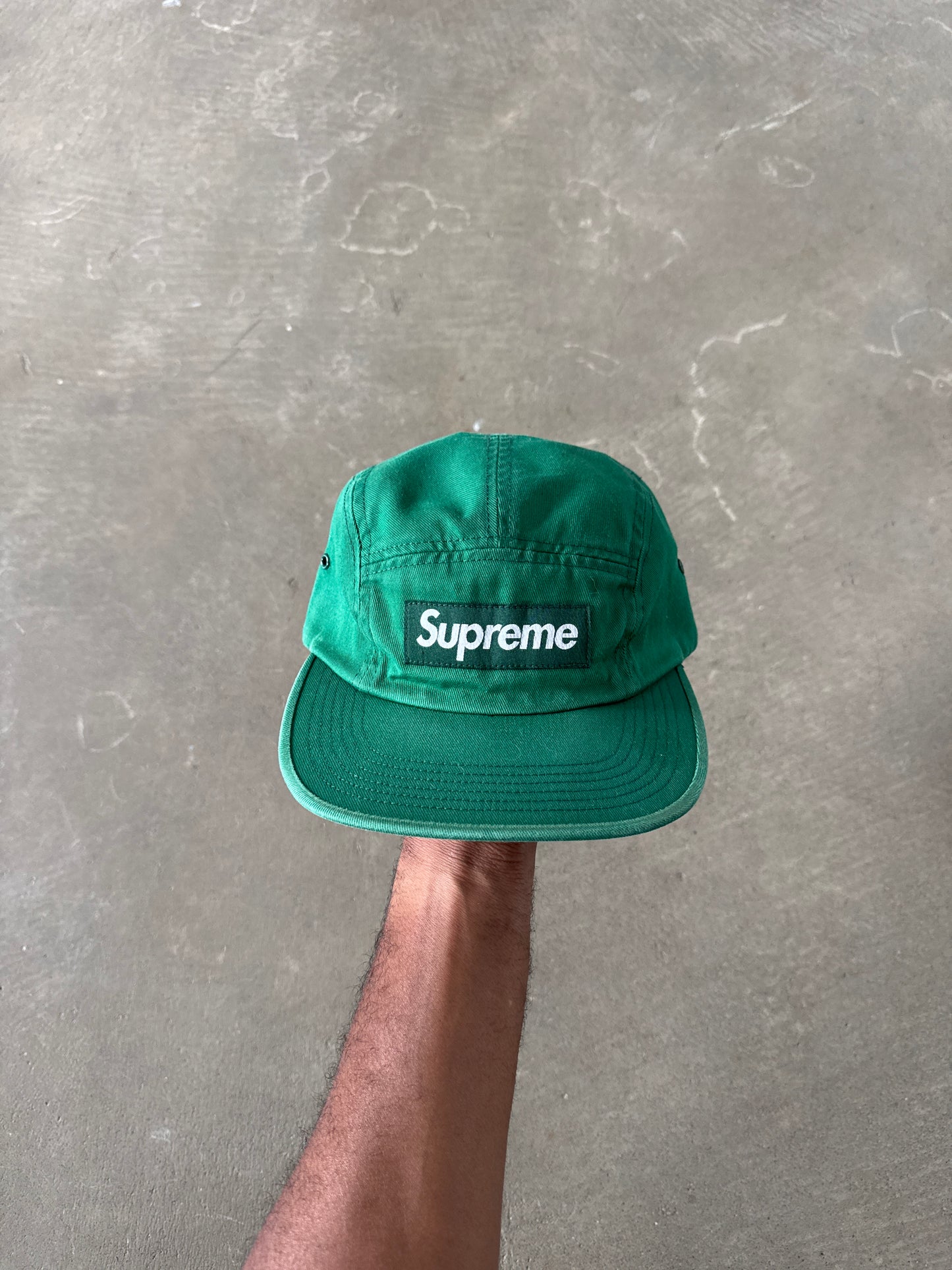 Supreme Washed Chino Twill Green 5-Panel Camp Cap (FW24)