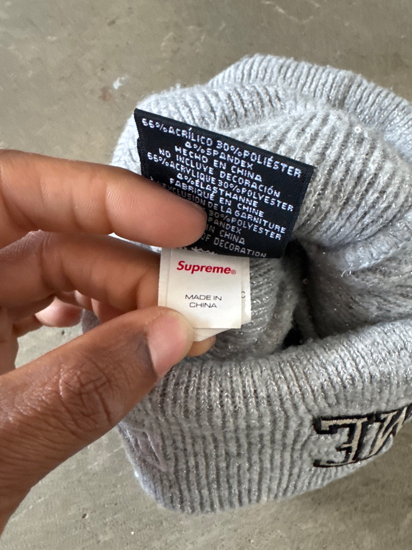 Supreme New Era Metallic Arc Grey Beanie