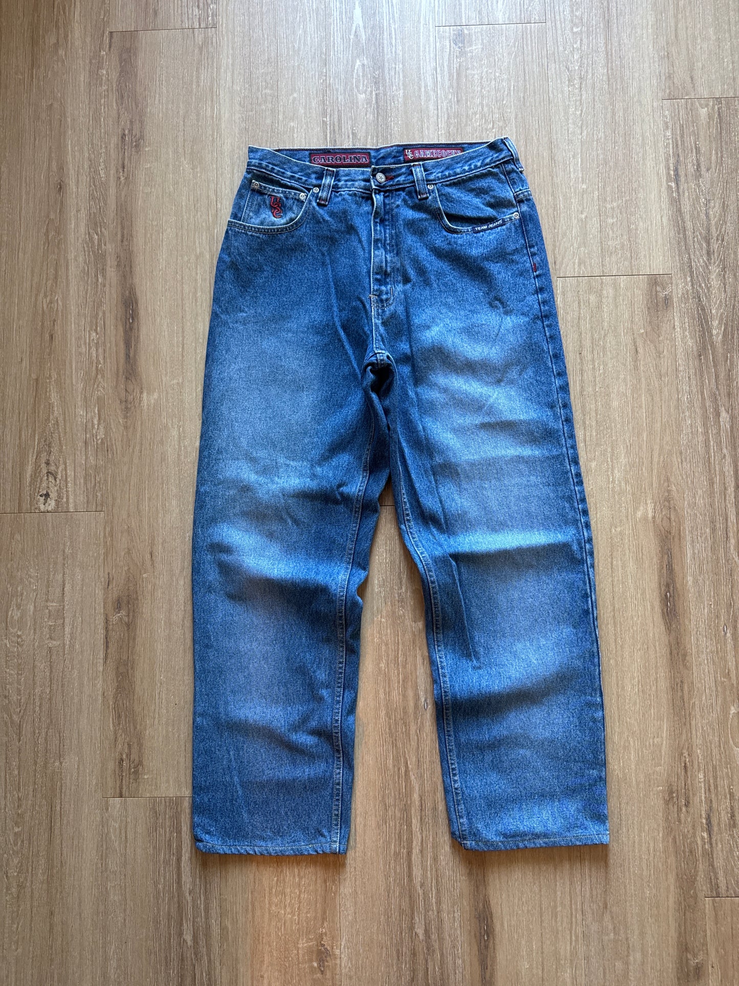 Vintage 90s Team Jeans University Of South Carolina Gamecocks Blue Denim Jeans