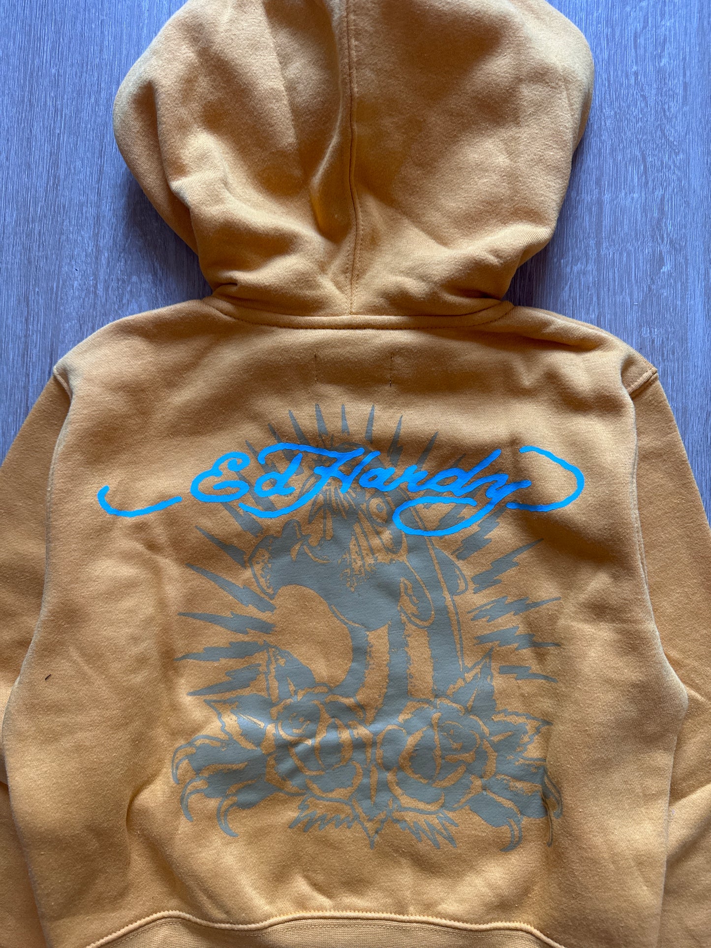 Ed Hardy Women’s Marigold Butterflies Cropped Full Zip Hoodie