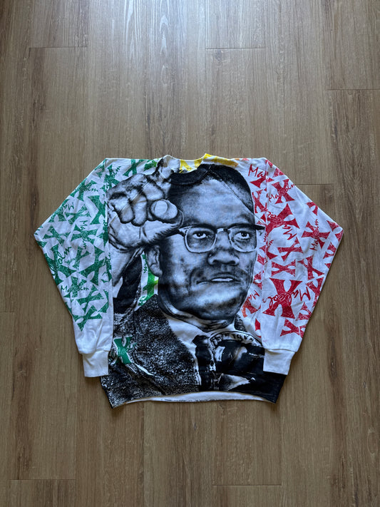 Vintage 90s Malcolm X All Over Print Sweatshirt