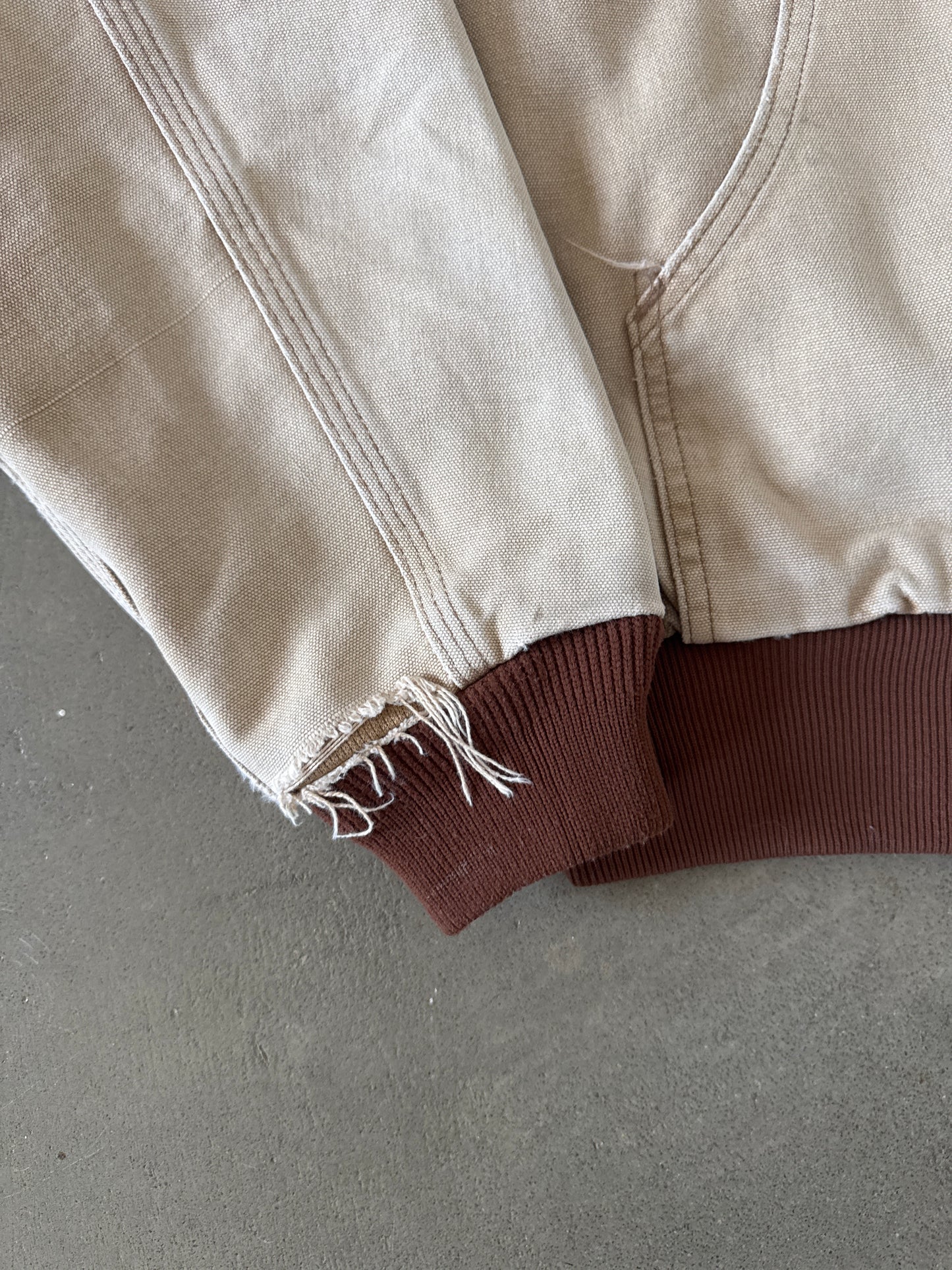 Vintage 90s Carhartt Sun Faded Light Tan Hooded Work Jacket