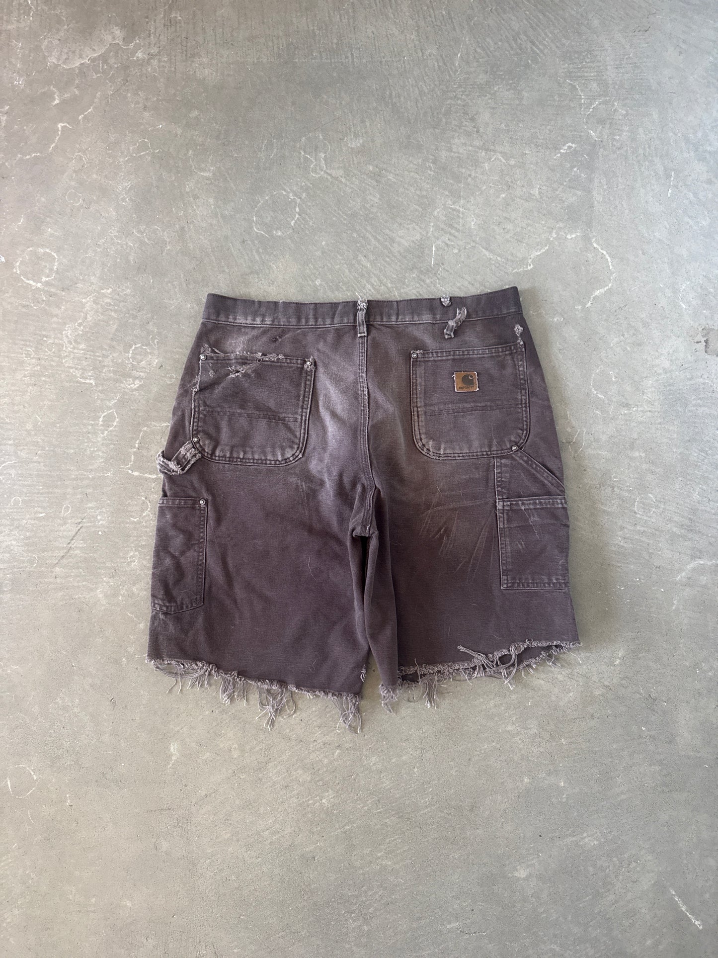 Vintage Carhartt Distressed Faded Brown Double Knee Cut Off Shorts